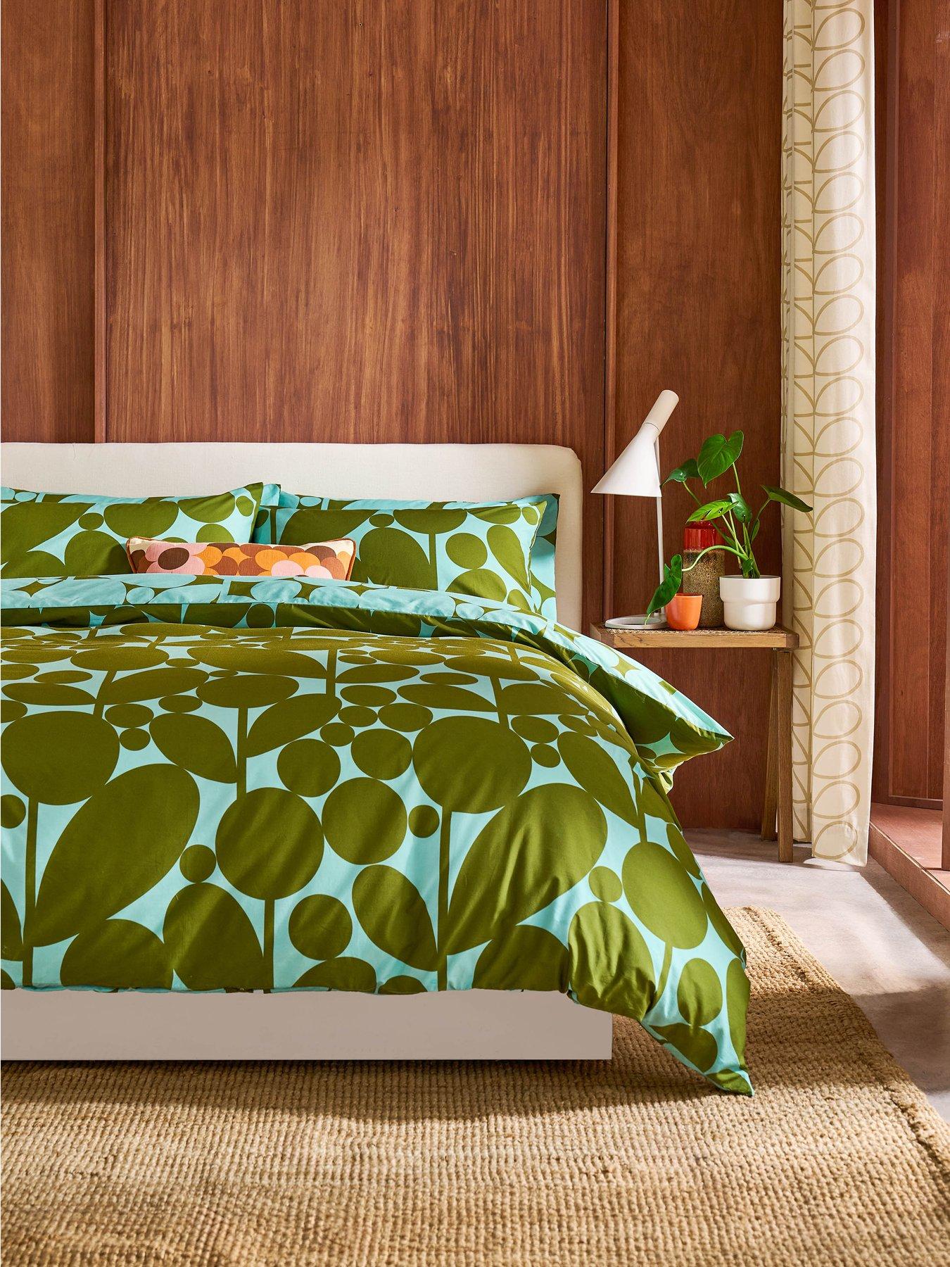 Orla Kiely Bubble Flower 100% Cotton Aqua Seagrass Quilt Set