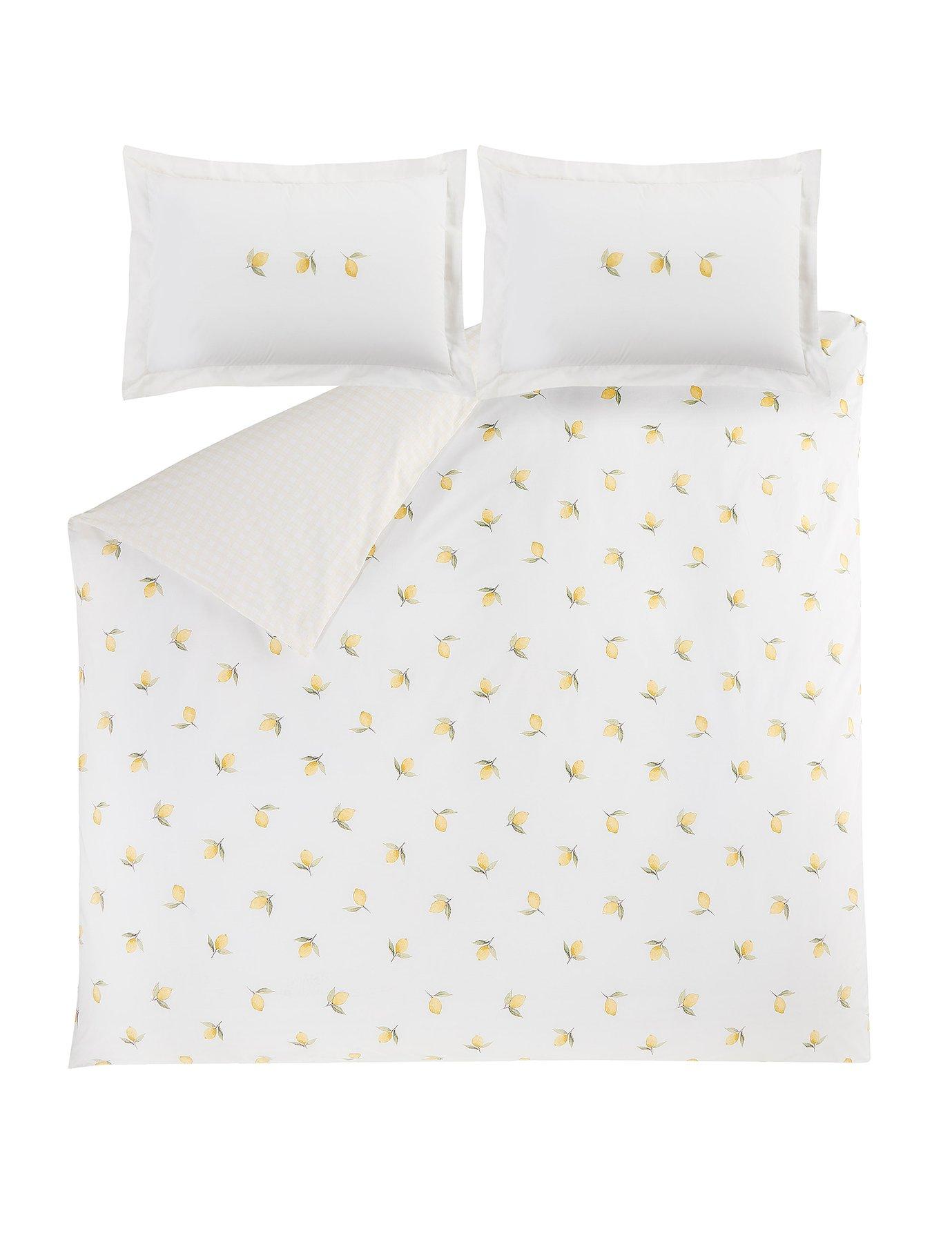Image 2 of 6 of Sophie Allport Lemons 100% Cotton White Yellow Quilt Set