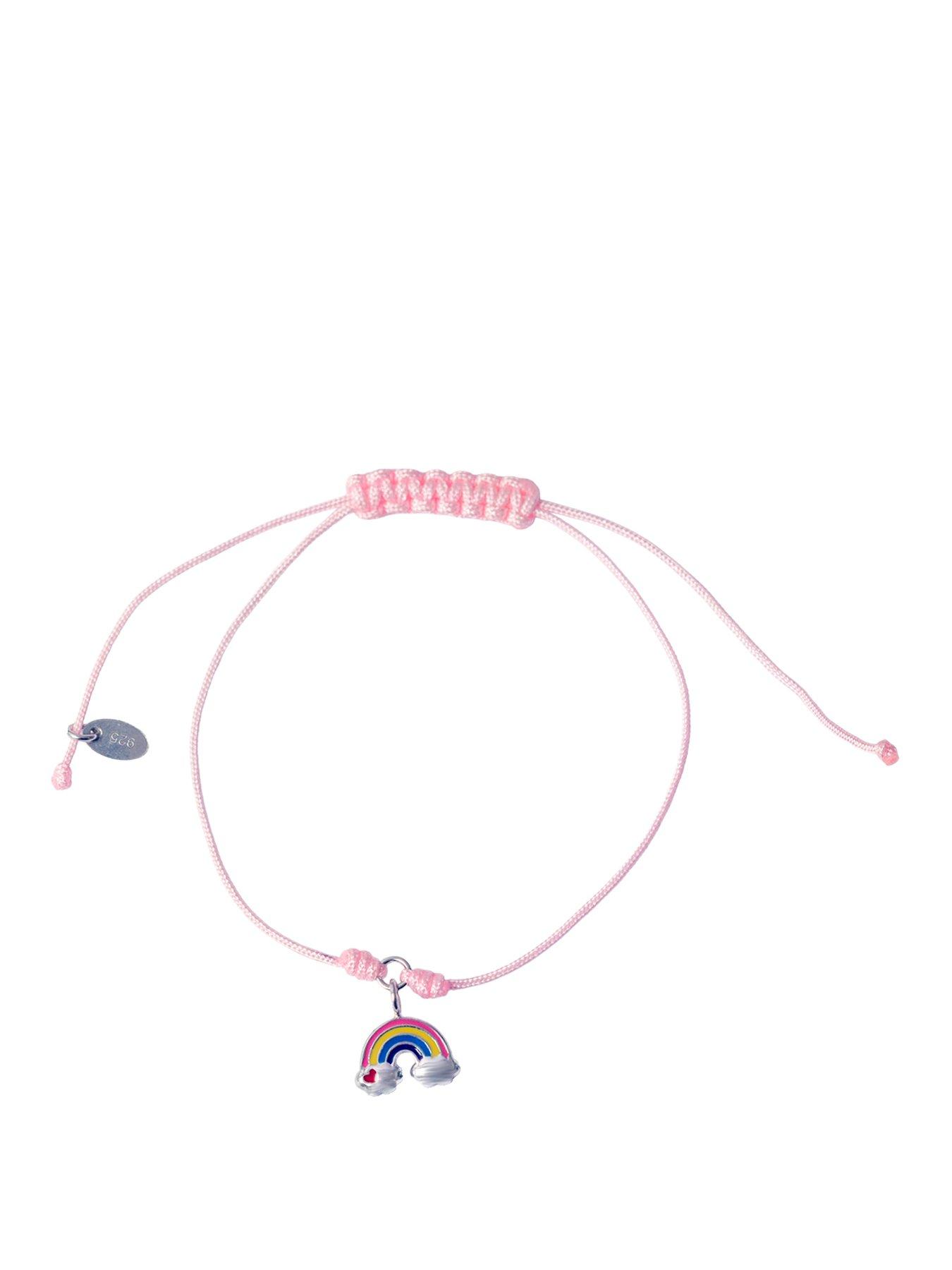 The Love Collection Children'S Sterling Silver Rainbow Corded Bracelet