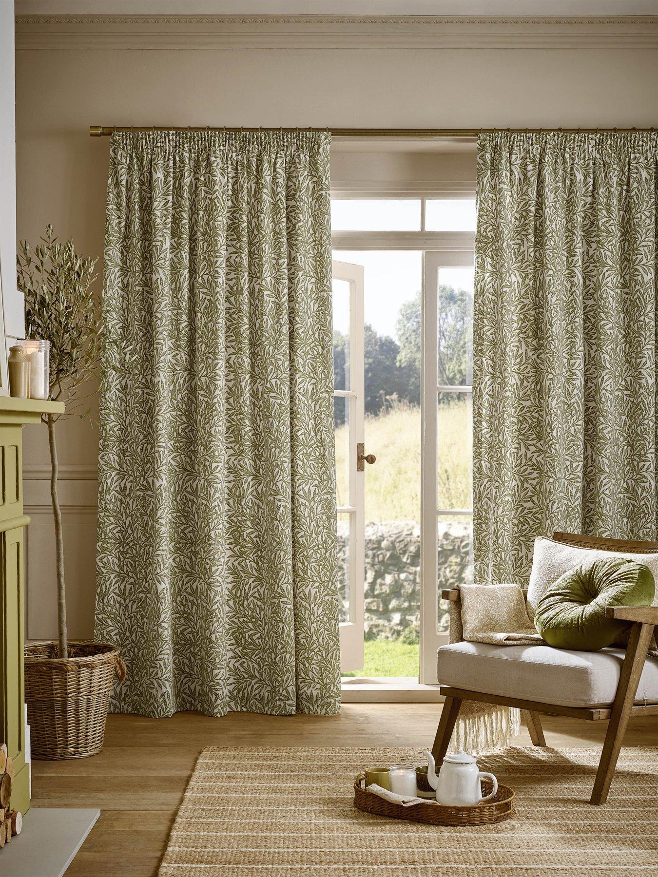 William Morris at Home Original Willow Lined Header Tape Curtain Olive Green