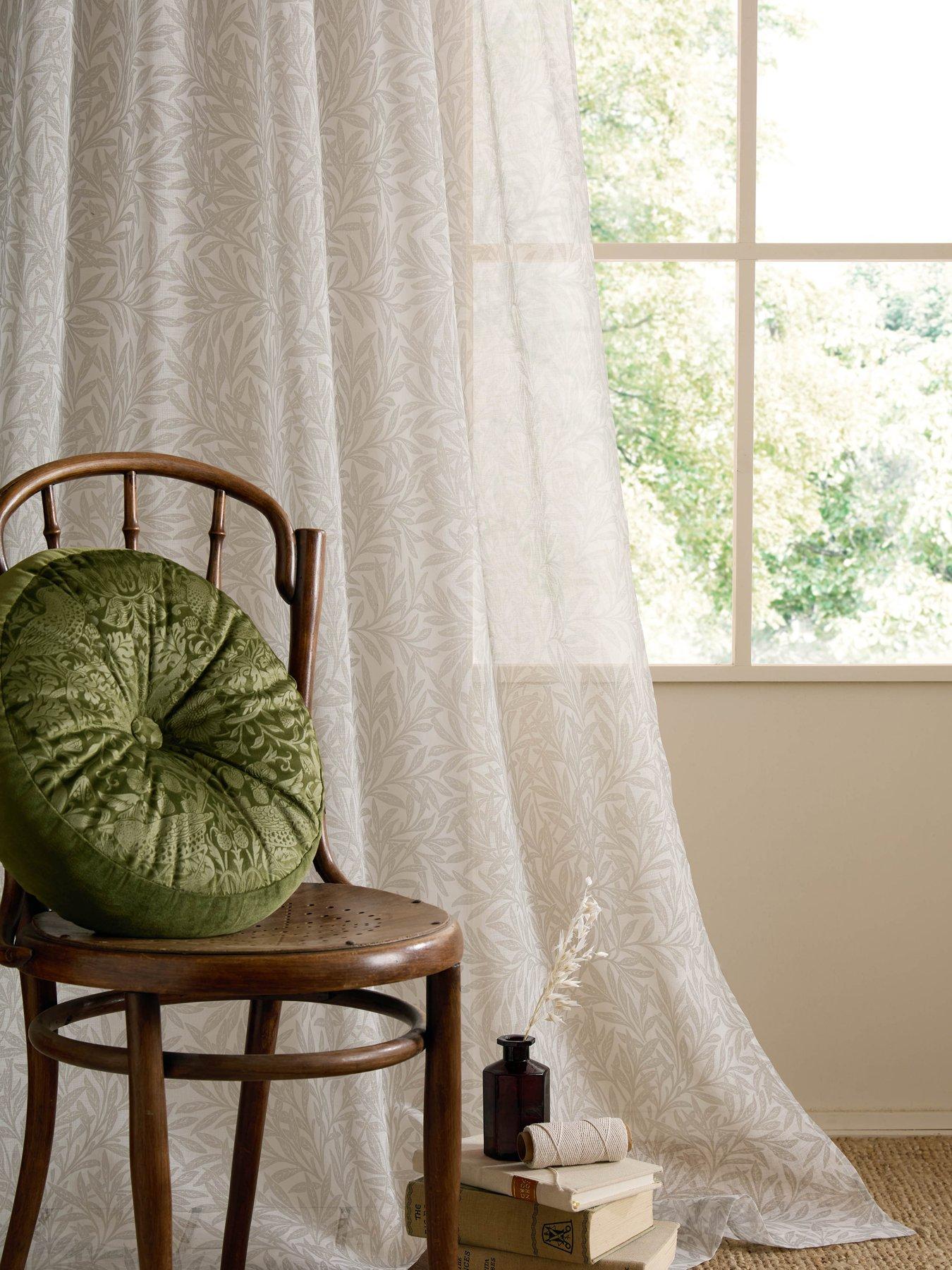 William Morris at Home Original Willow Voile Slot Top Sheer Panel Curtain Linen