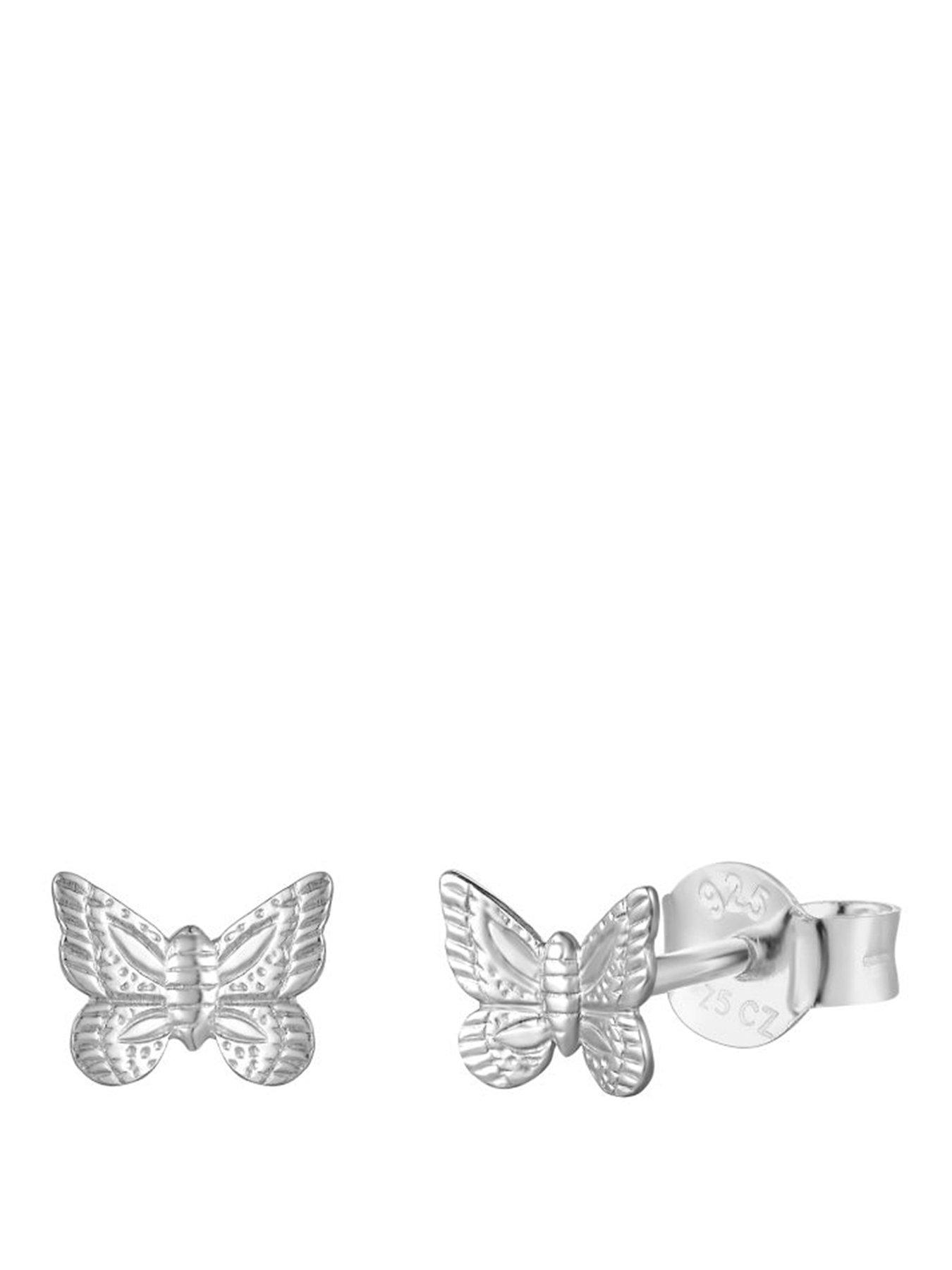 Image 1 of 7 of The Love Collection Sterling Silver Butterfly Stud Earrings in a Butterfly Box