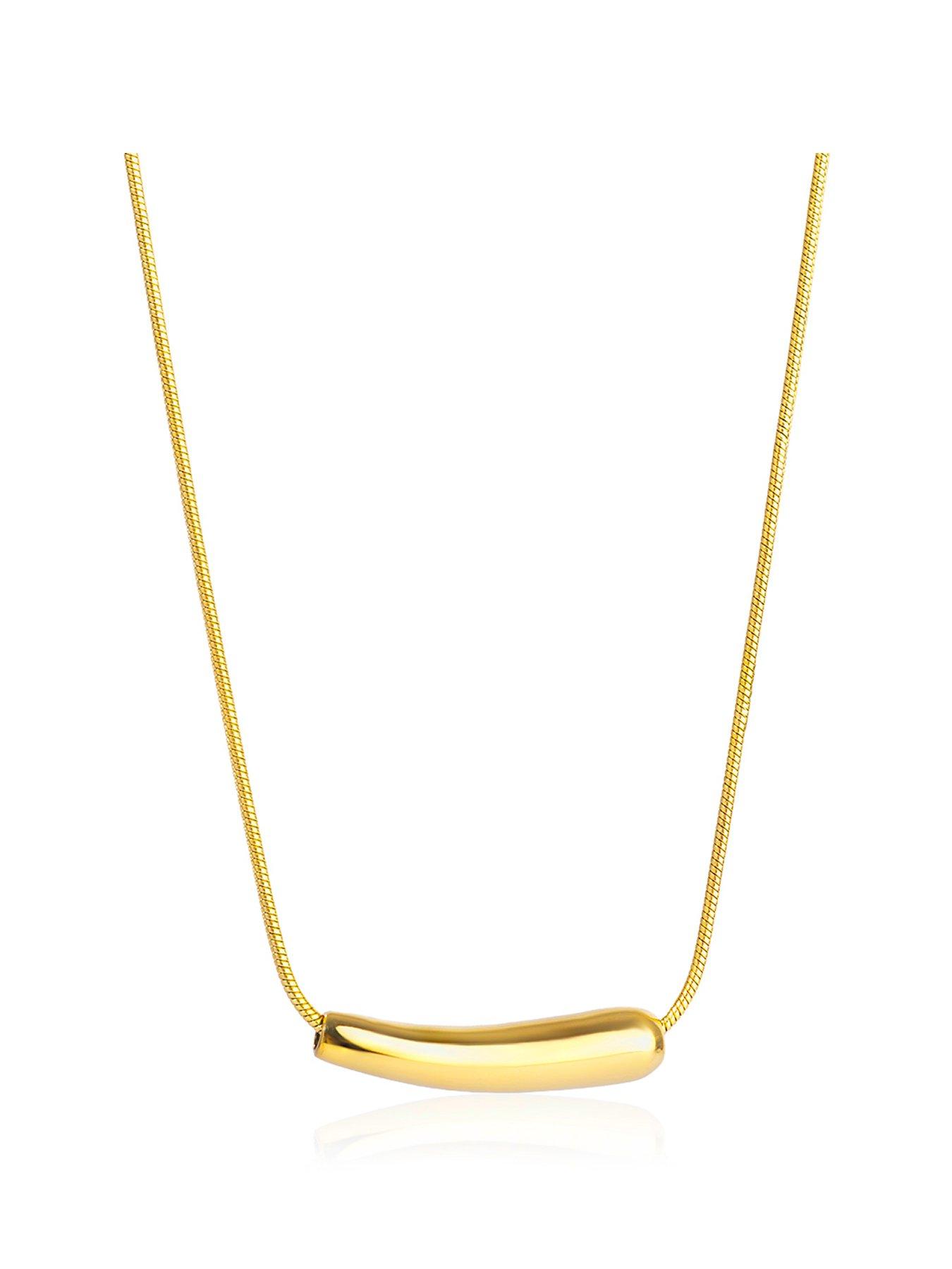 The Love Collection 18Ct Gold Pvd Plated Waterproof Stainless Steel Tube & Chain Necklace