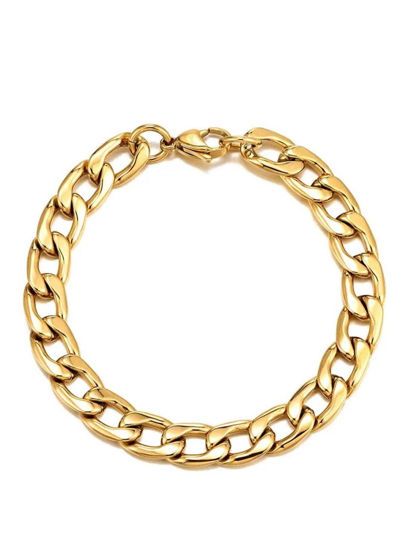 The Love Collection Men's Gold Plated Chunky Curb Bracelet Chain