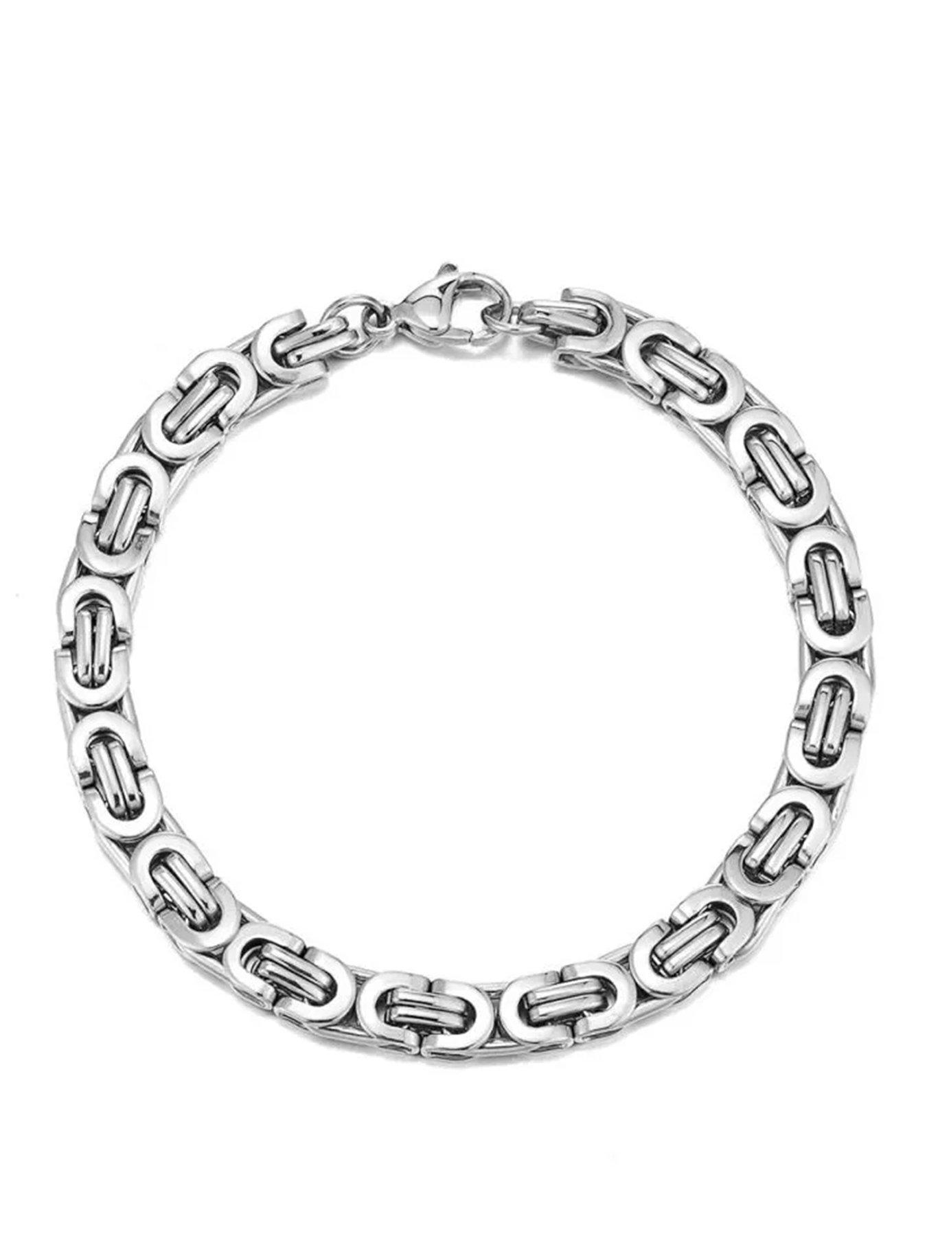 The Love Collection Men's Stainless Steel Byzantine Bracelet