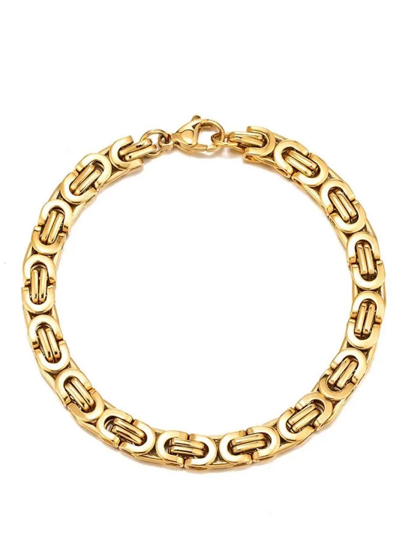 The Love Collection Men's Gold Plated Stainless Steel Byzantine Bracelet