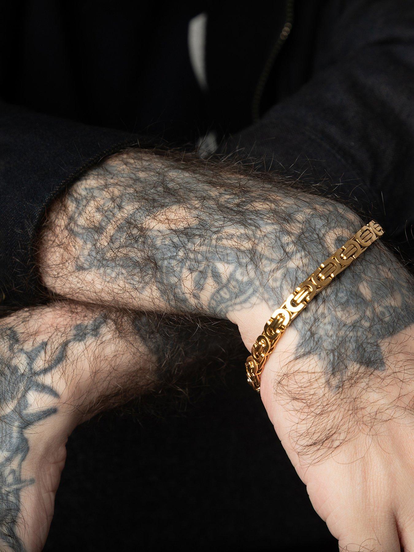 Image 2 of 4 of The Love Collection Men's Gold Plated Stainless Steel Byzantine Bracelet