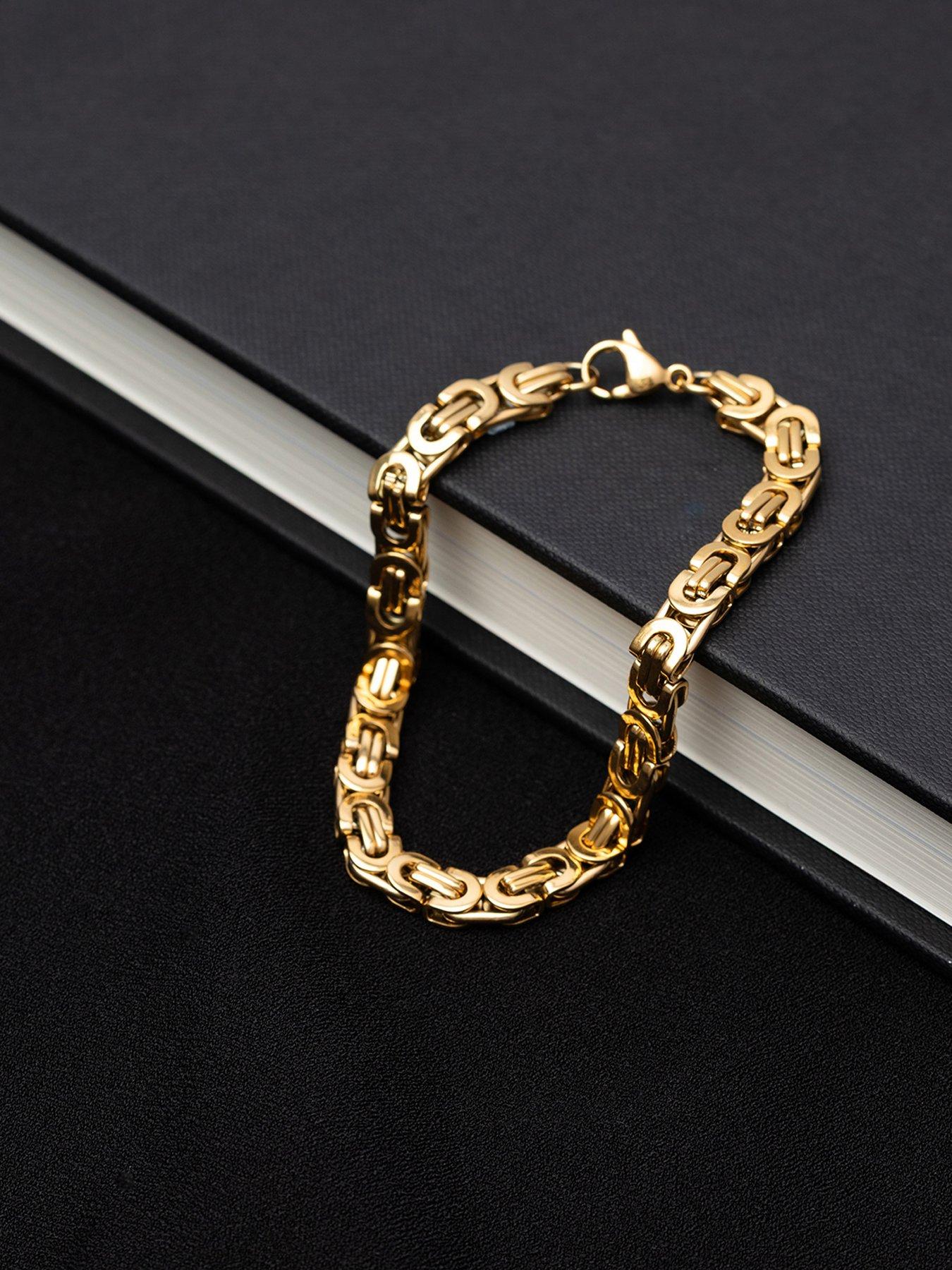 Image 3 of 4 of The Love Collection Men's Gold Plated Stainless Steel Byzantine Bracelet