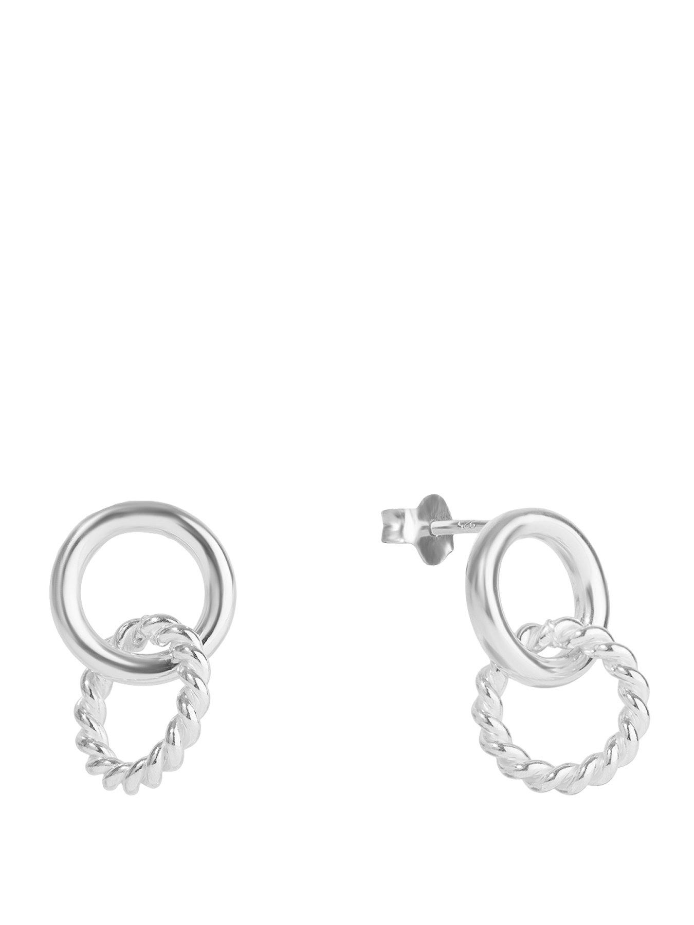 Image 1 of 5 of The Love Collection Sterling Silver Braided Door Knocker Hoop Droppers