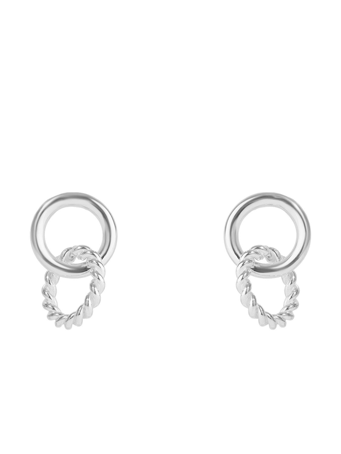 Image 3 of 5 of The Love Collection Sterling Silver Braided Door Knocker Hoop Droppers