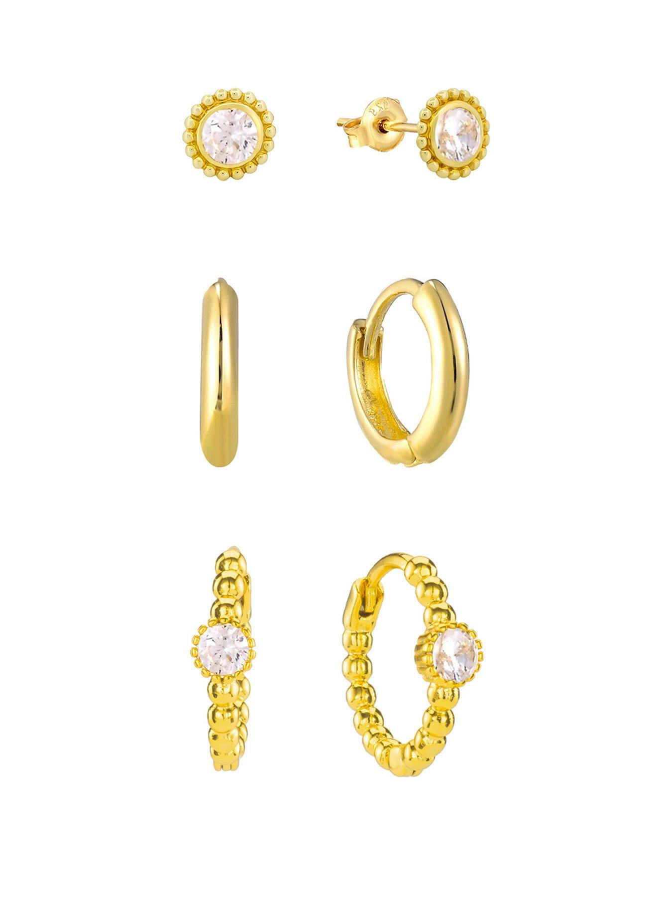 The Love Collection Gold Plated Sterling Silver Bobble CZ Set of Three