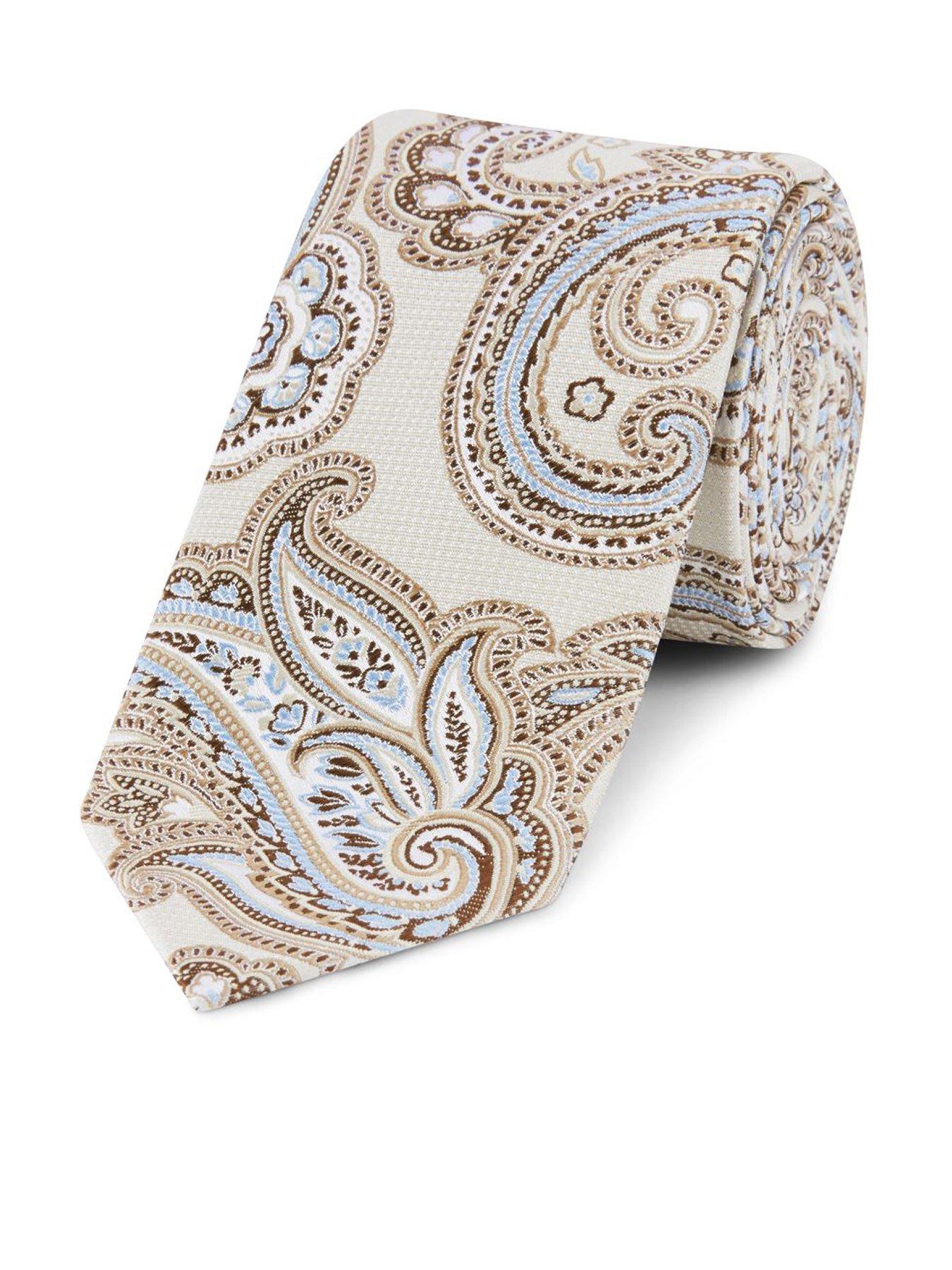 Skopes Cream/blue Paisley Silk Tie