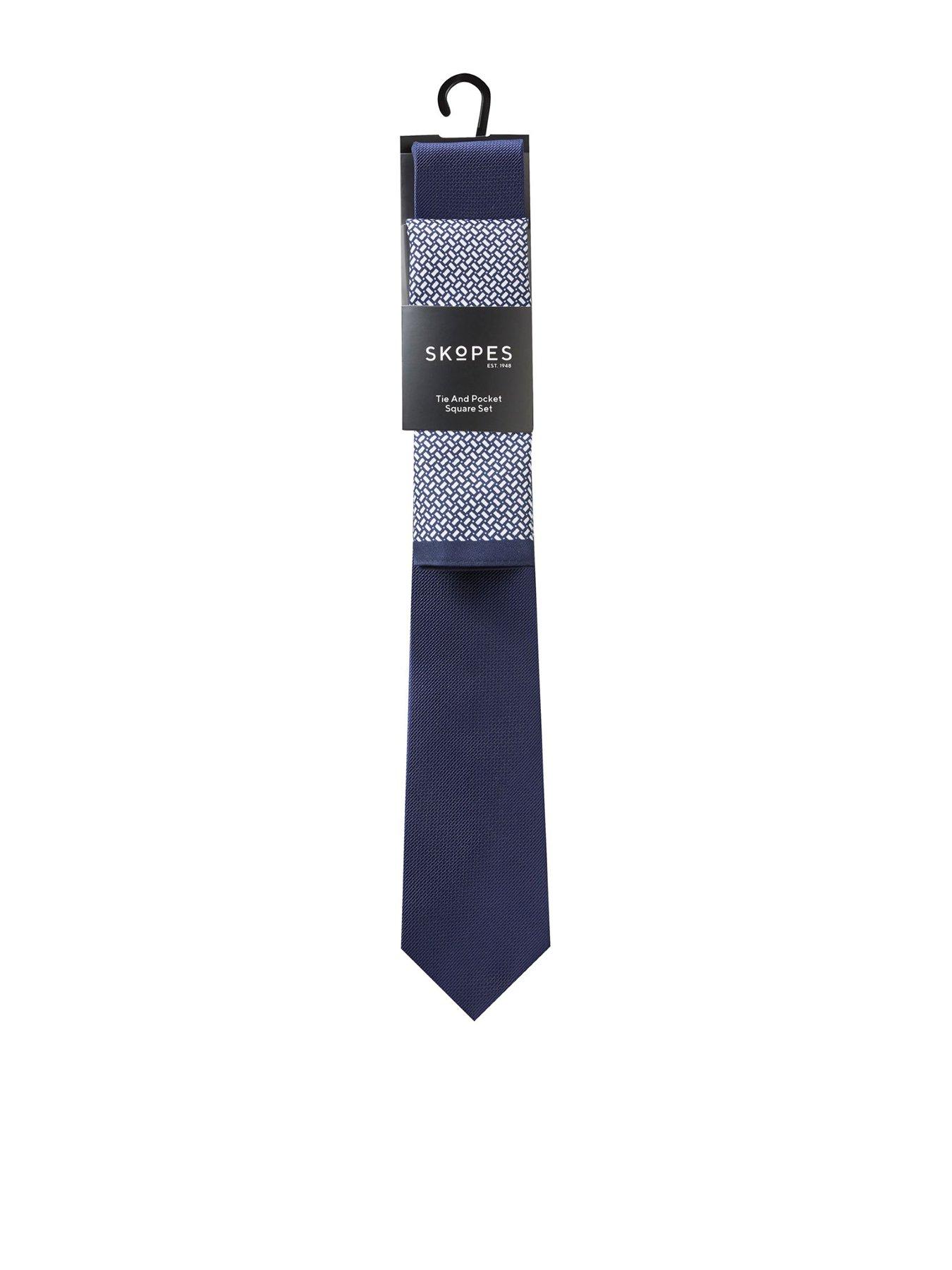 Skopes Navy Geo Tie  &  Pocket Square Set