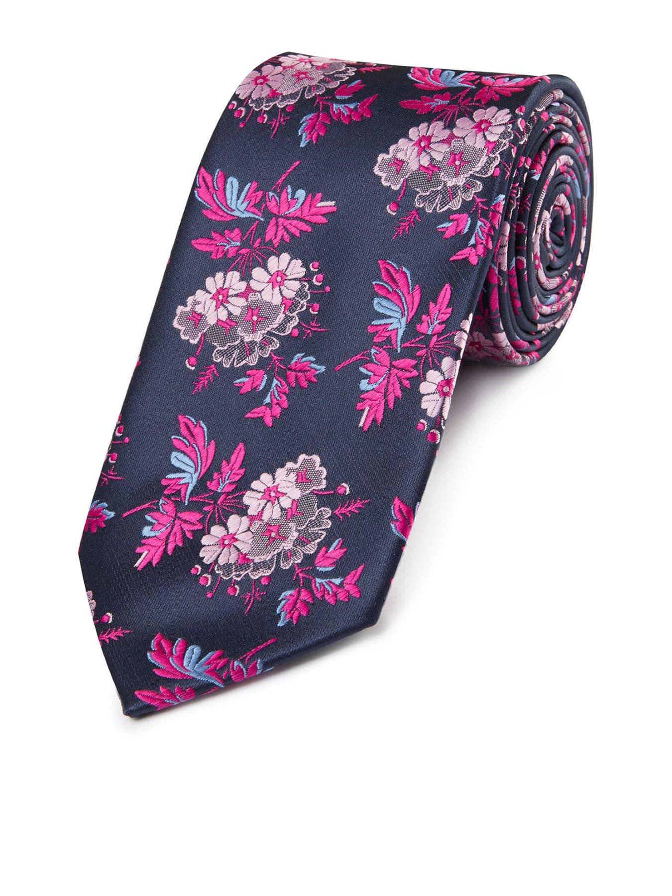 Image 1 of 2 of Skopes Skopes Navy/fuschia Floral Tie