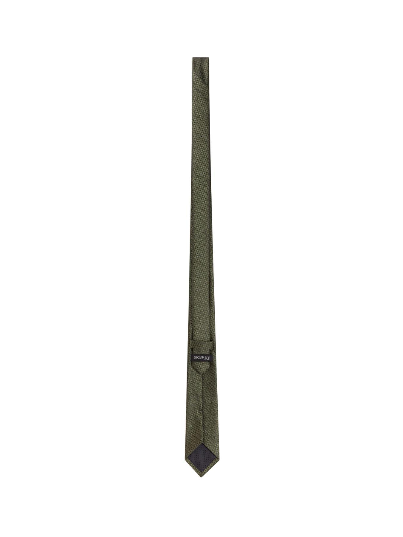 Image 4 of 4 of Skopes Olive Textured Tie &amp; Pocket Square Set