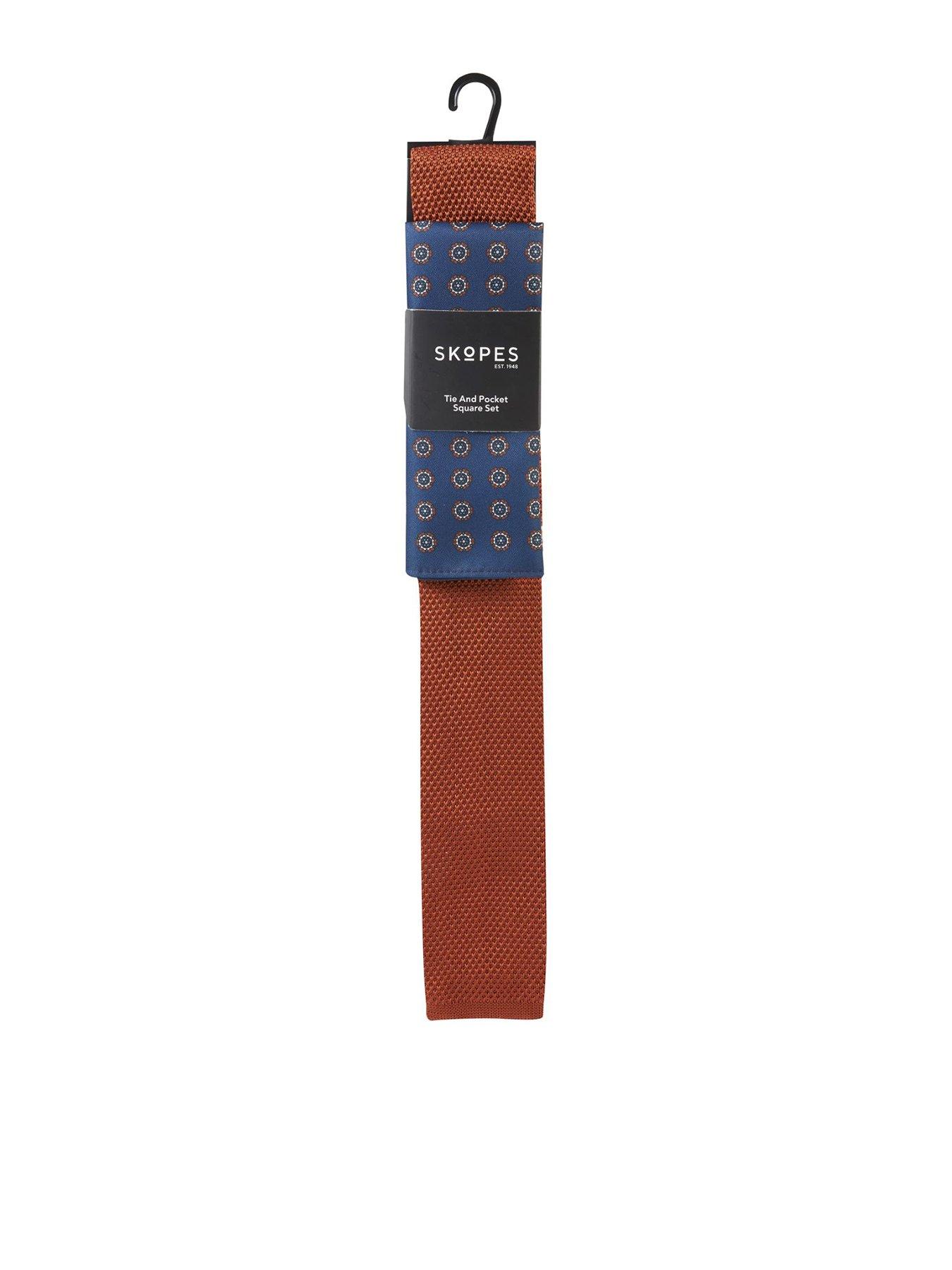 Skopes Rust Knitted Tie  &  Pocket Square Set