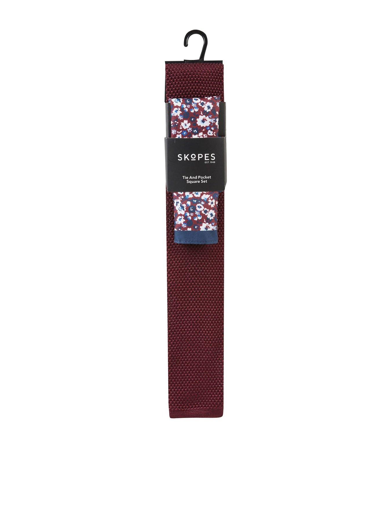 Skopes Wine Knitted Tie  &  Pocket Square Set