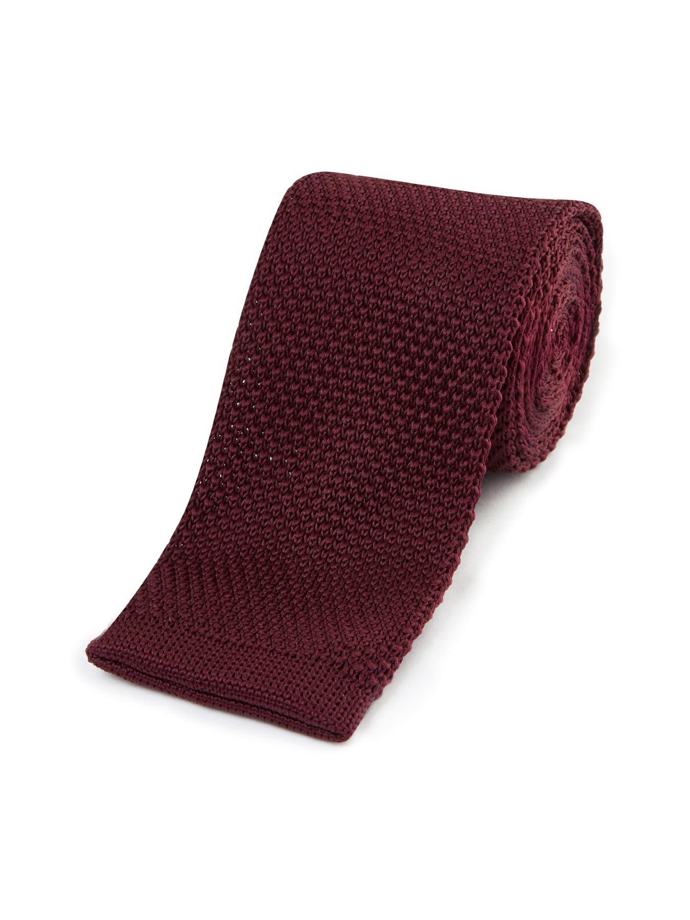 Image 2 of 4 of Skopes Wine Knitted Tie &amp; Pocket Square Set