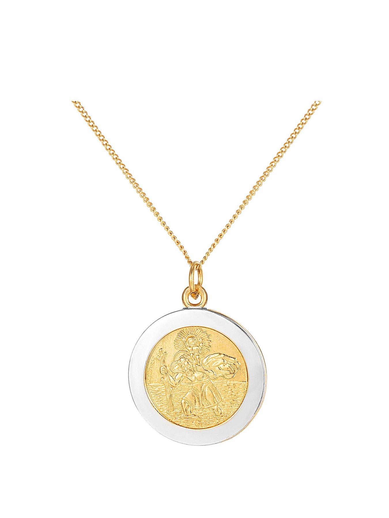 The Love Collection 18ct Gold Plated Sterling Silver Two-tone St. Christopher