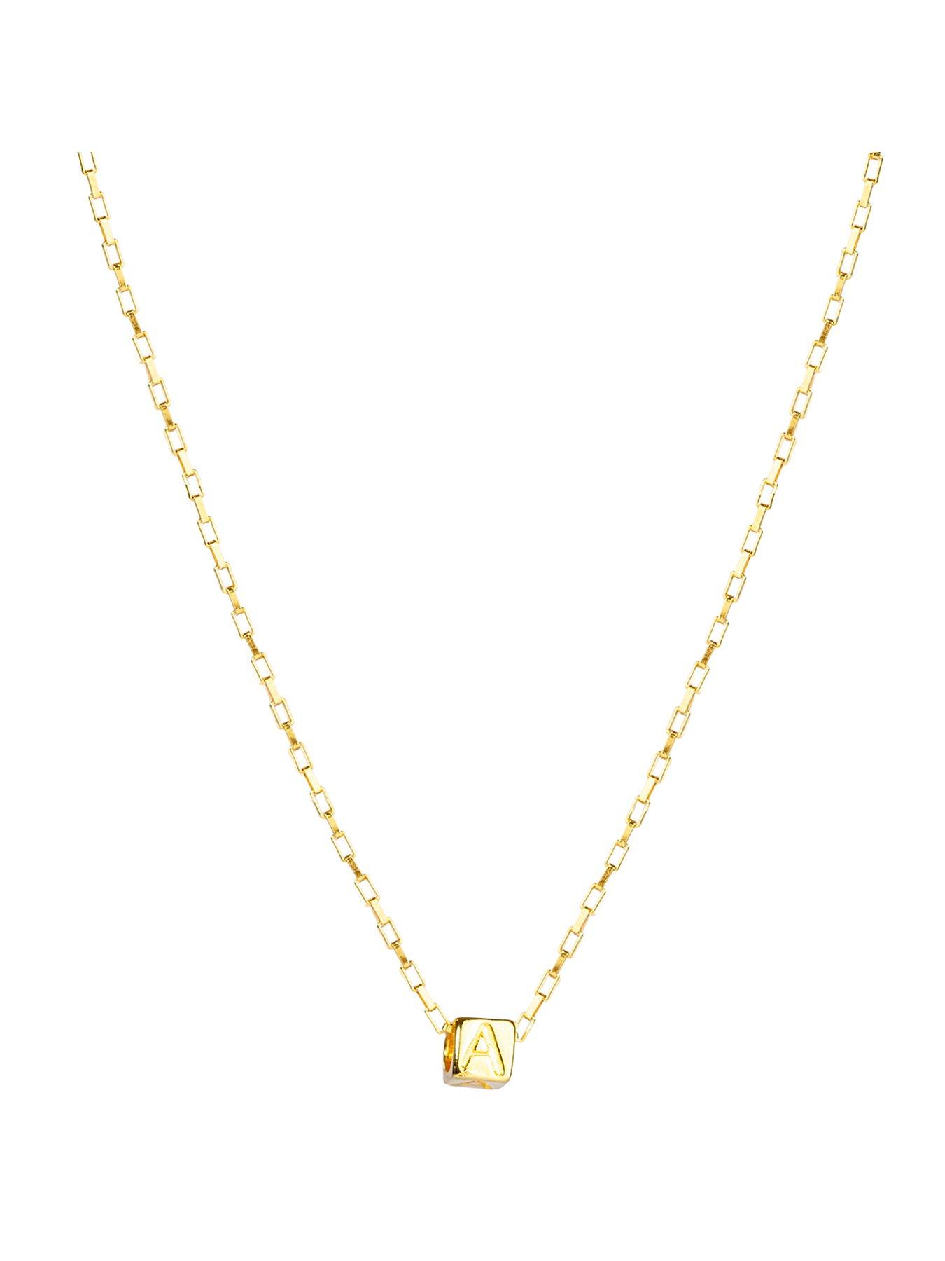 The Love Collection Gold Plated Sterling Silver Alphabet Slider Charm with Box Chain