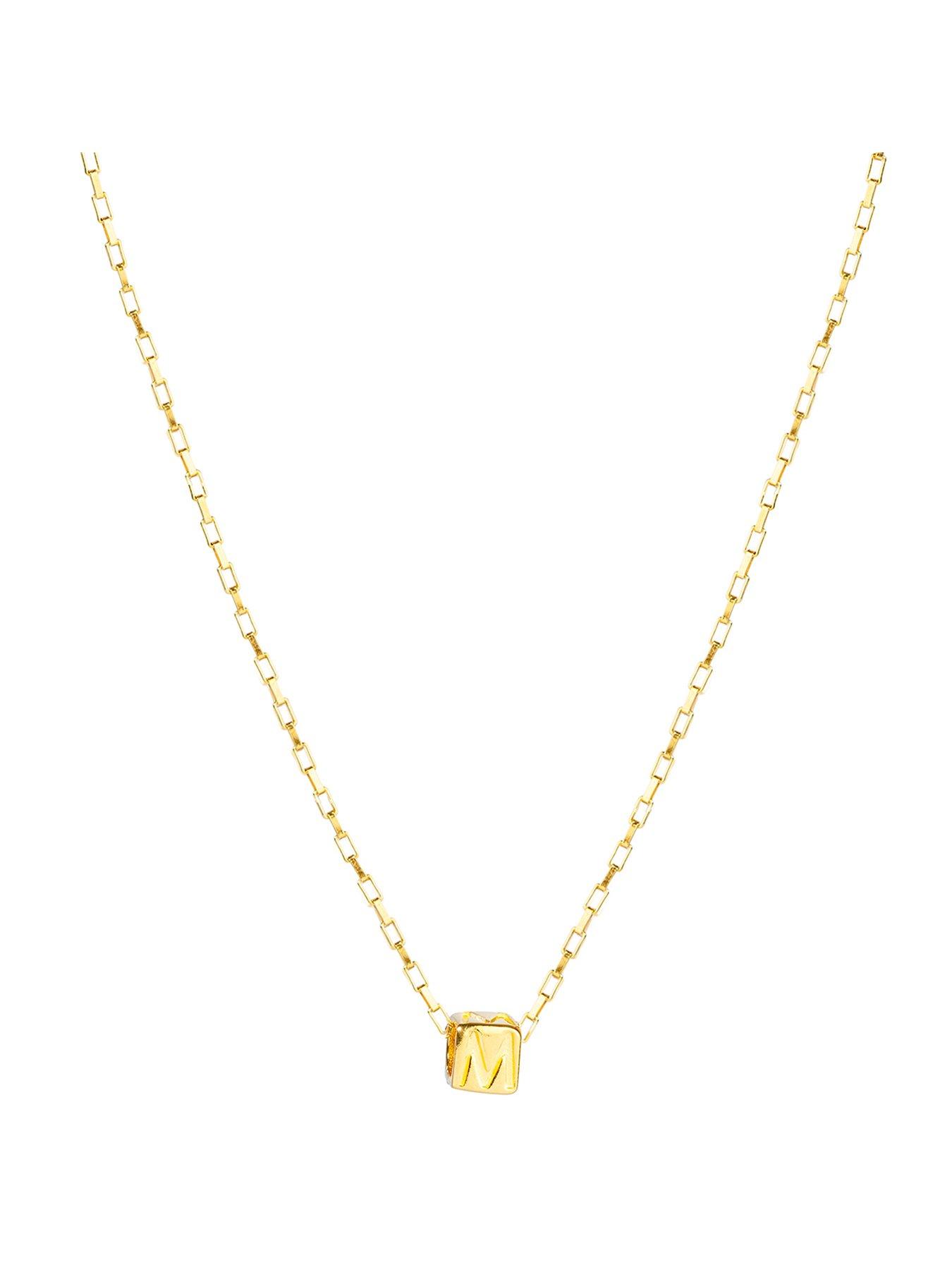 The Love Collection Gold Plated Sterling Silver Alphabet Slider Charm with Box Chain