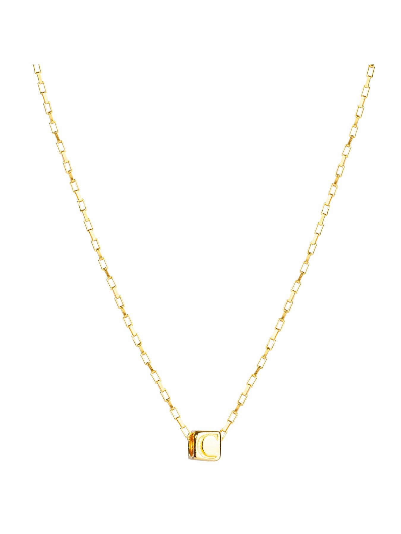 The Love Collection Gold Plated Sterling Silver Alphabet Slider Charm with Box Chain