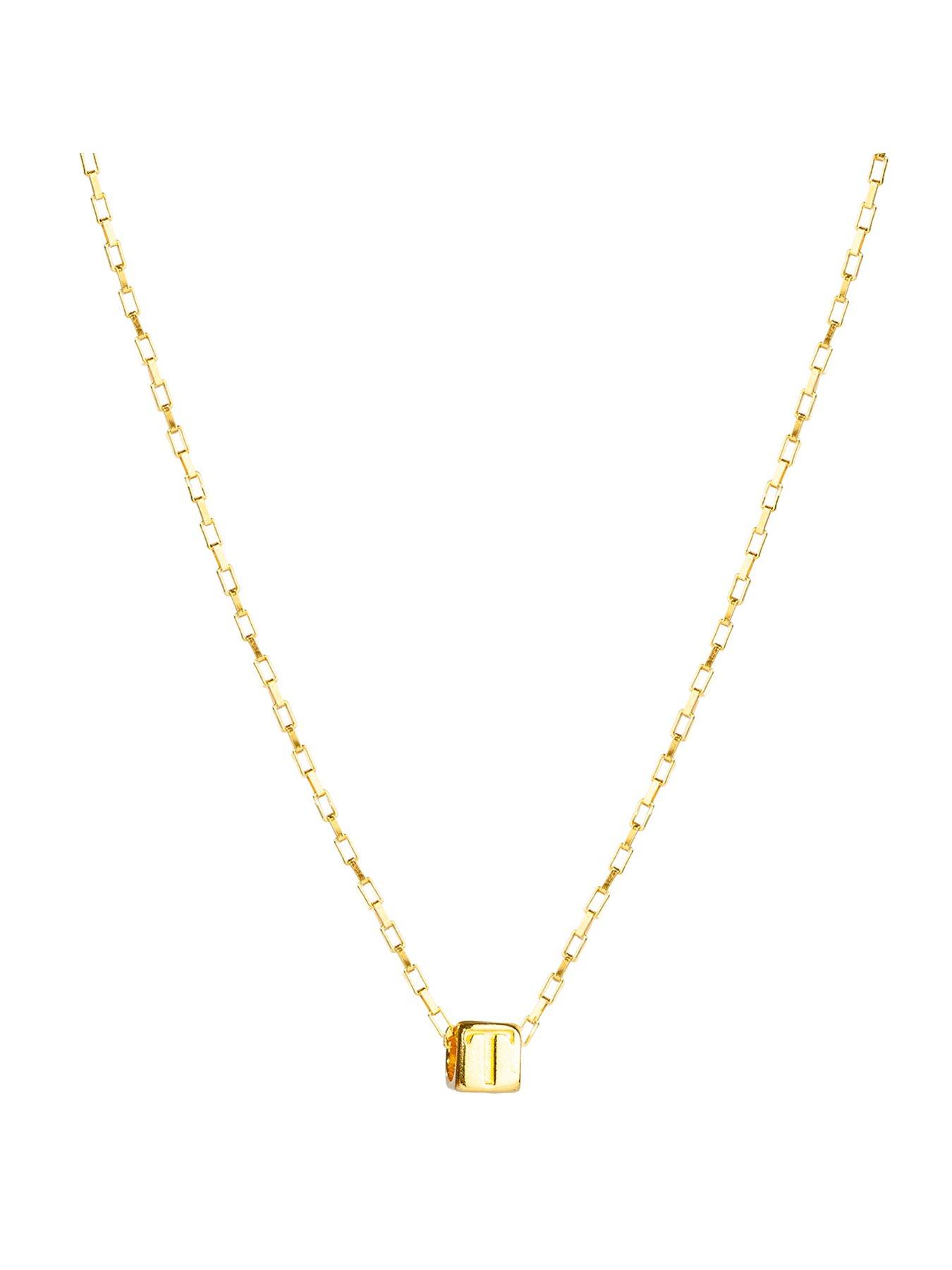 The Love Collection Gold Plated Sterling Silver Alphabet Slider Charm with Box Chain