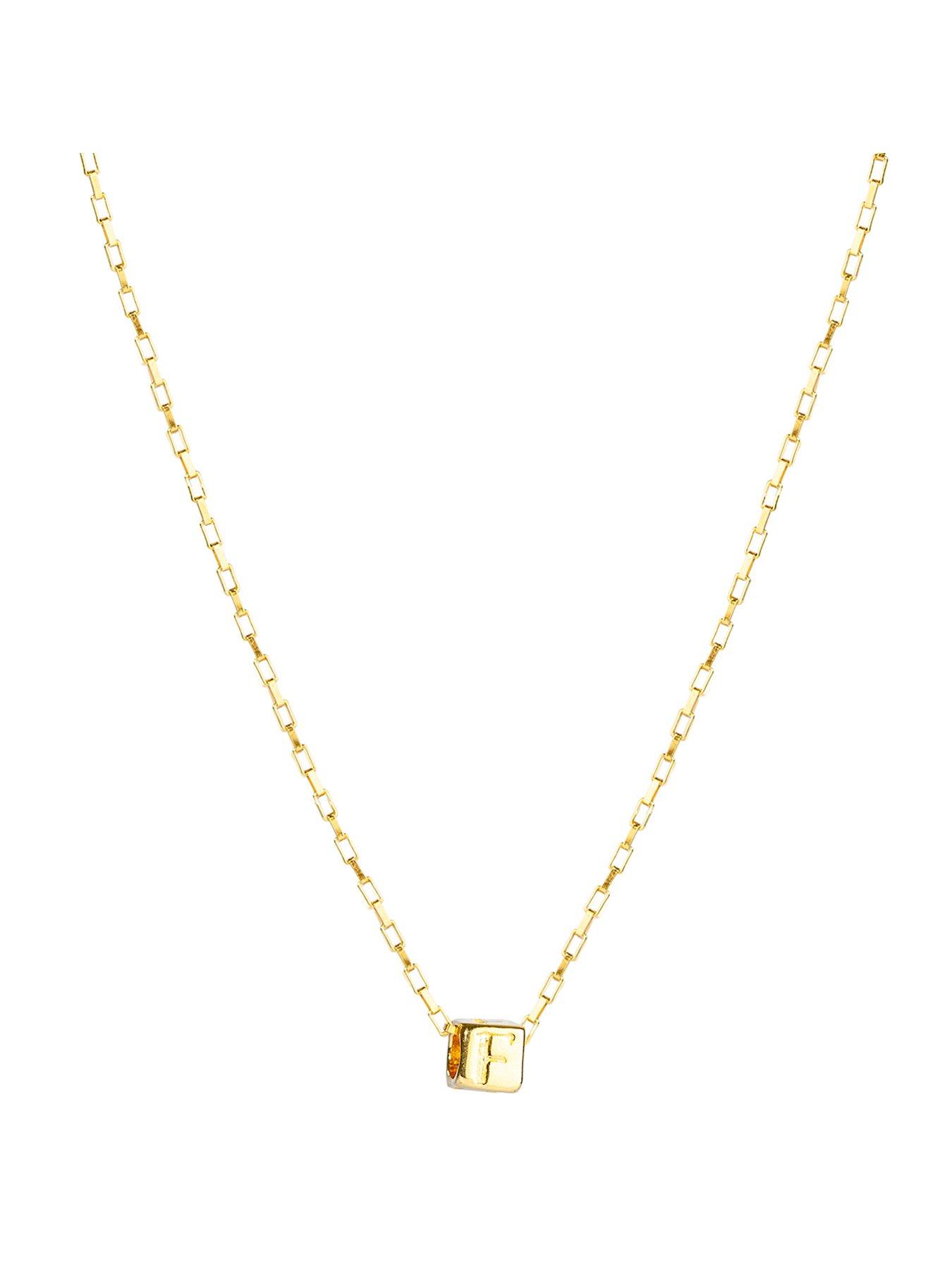 The Love Collection Gold Plated Sterling Silver Alphabet Slider Charm with Box Chain
