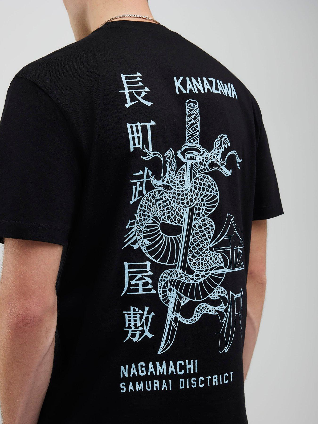 River Island Kanazawa Snake Graphic T-Shirt - Black