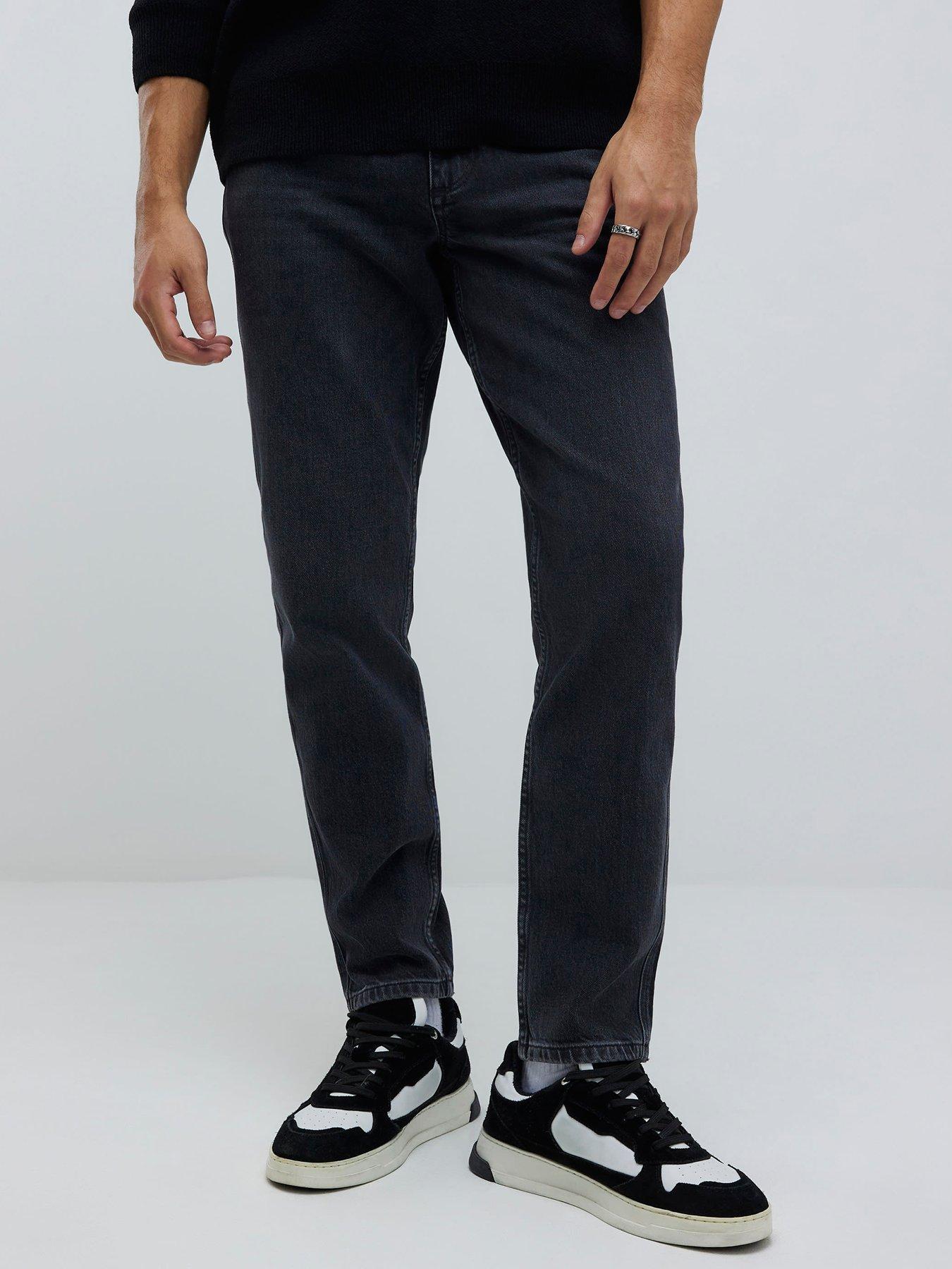 River Island Tapered Washed Bridges Jeans - Black
