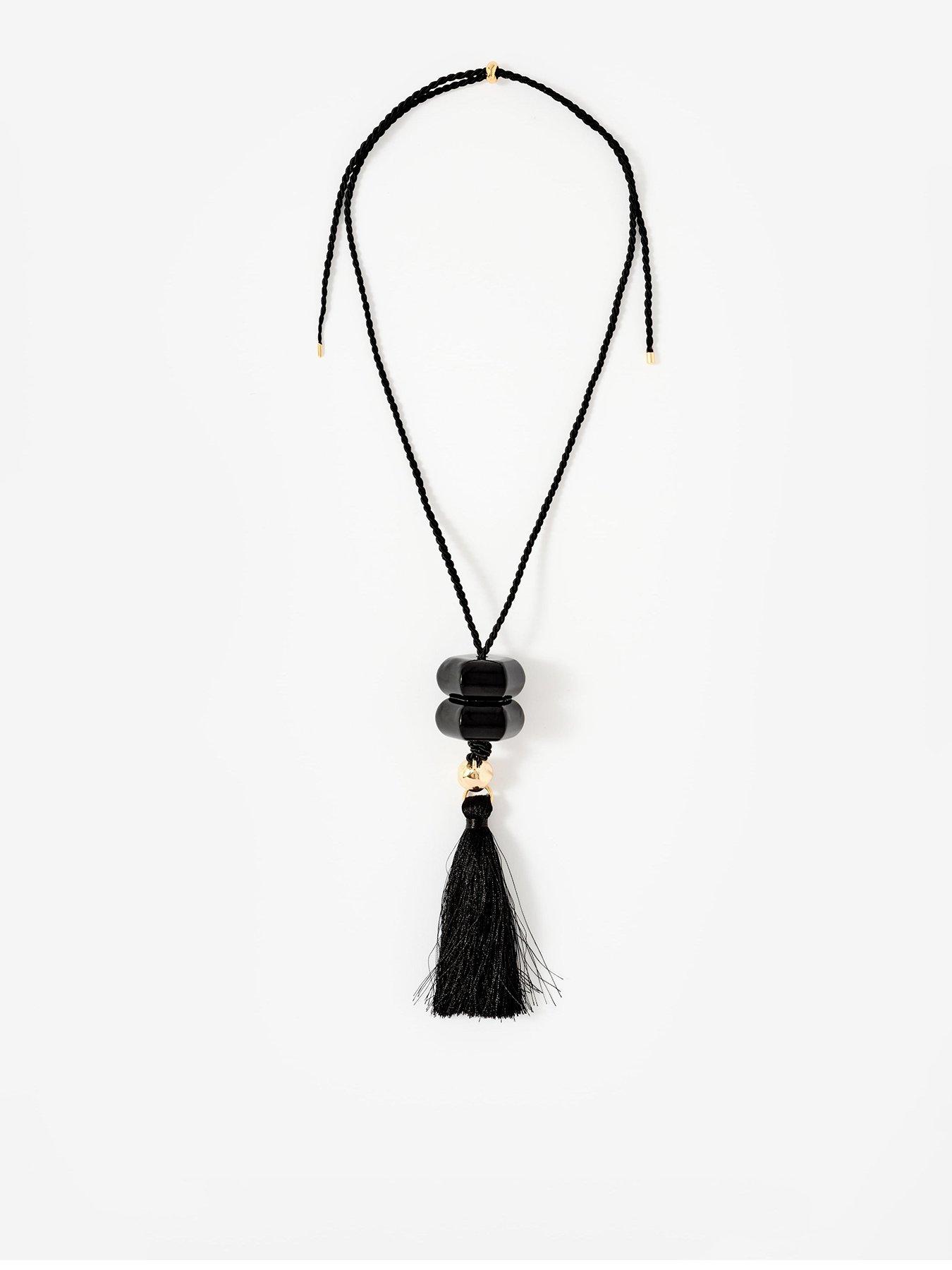 Mint Velvet Black Resin Tassel Pendant