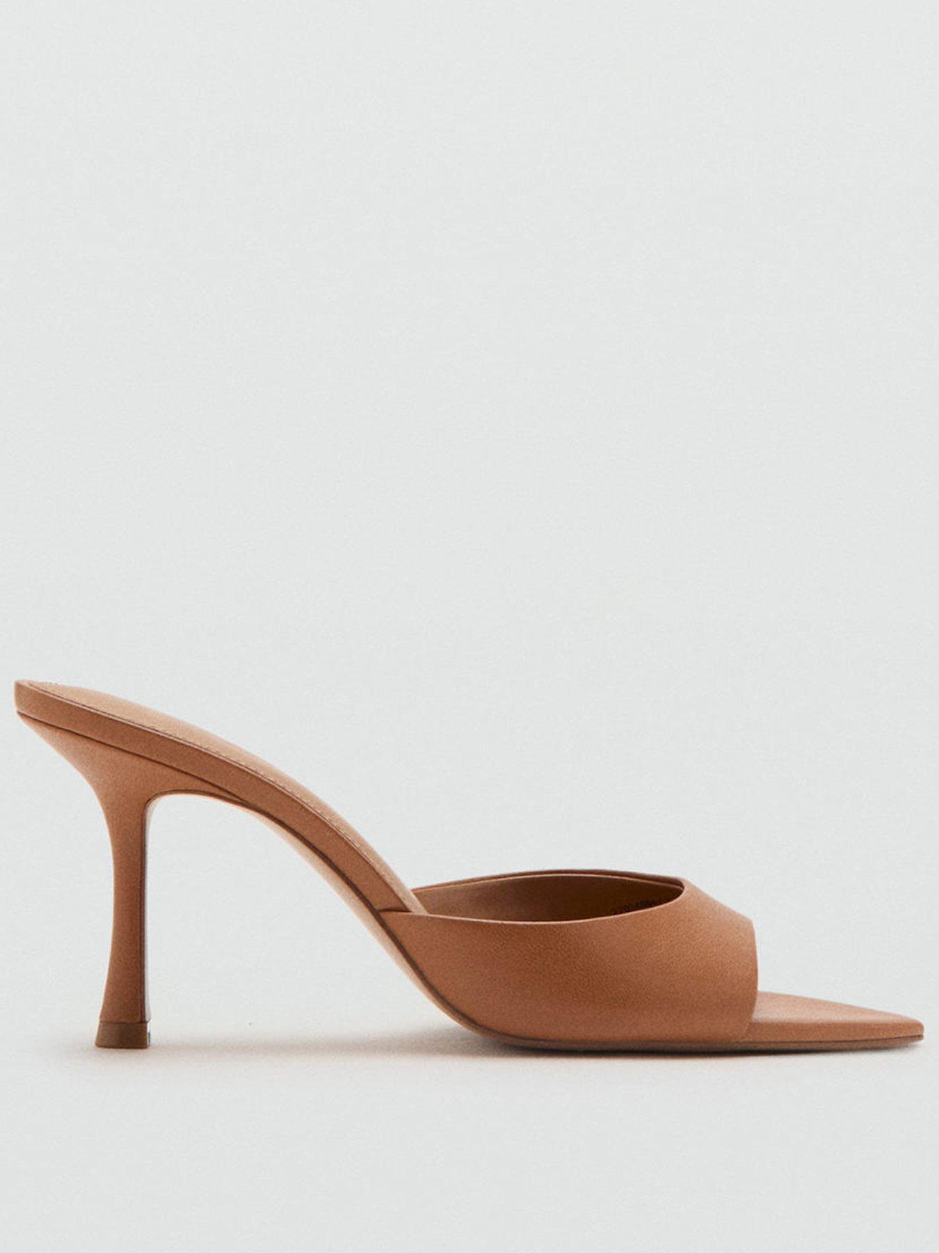 Image 1 of 4 of Mango Pointed Heel Sandals - Brown