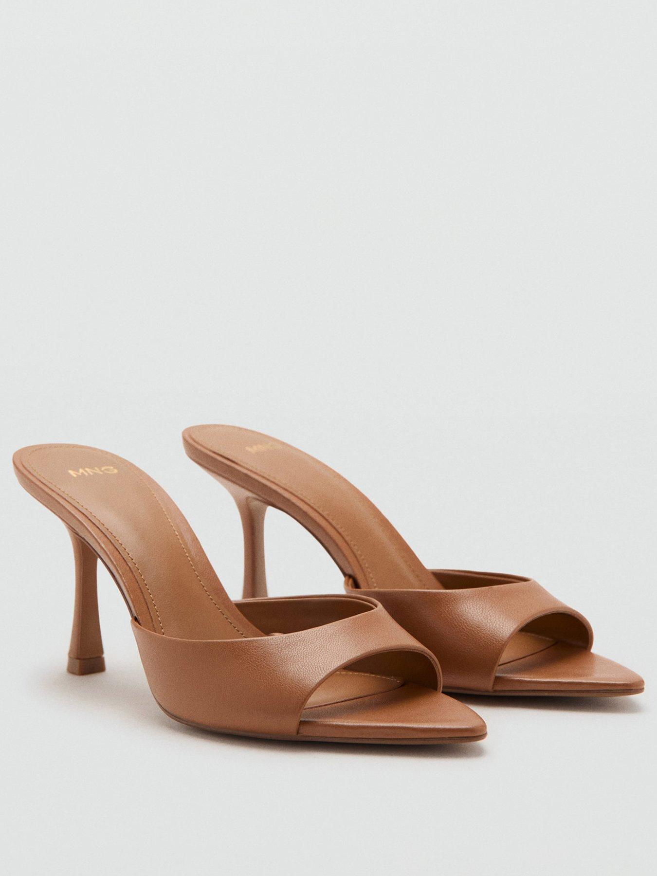 Image 2 of 4 of Mango Pointed Heel Sandals - Brown