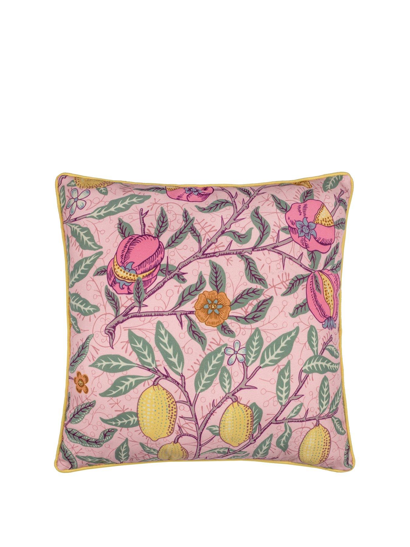 Image 2 of 6 of Morris & Co Fruits 45x45 Outdoor Polyester Cushion Blush Pink/lemon