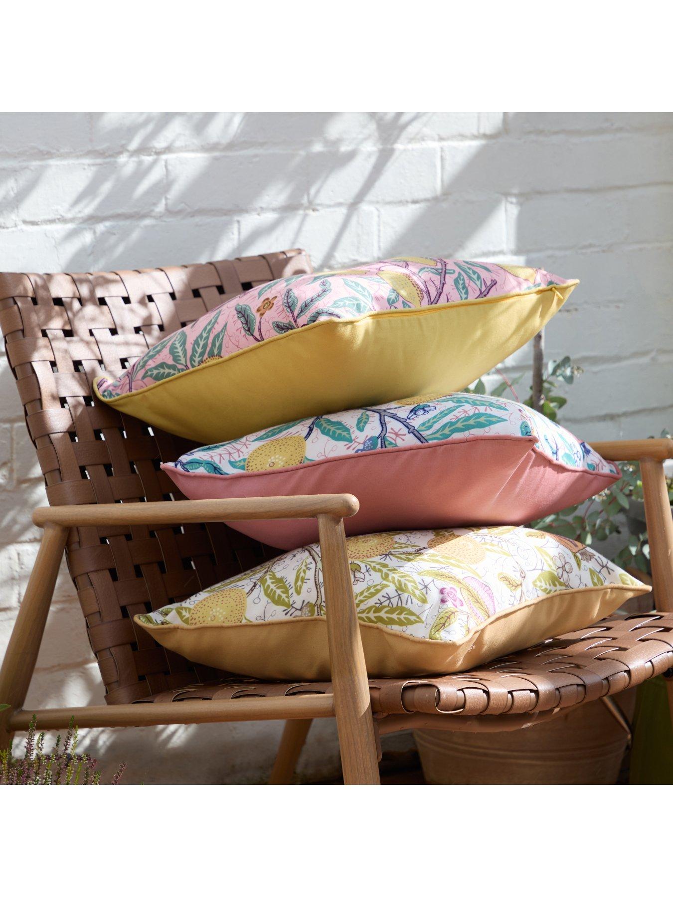 Image 6 of 6 of Morris & Co Fruits 45x45 Outdoor Polyester Cushion Blush Pink/lemon