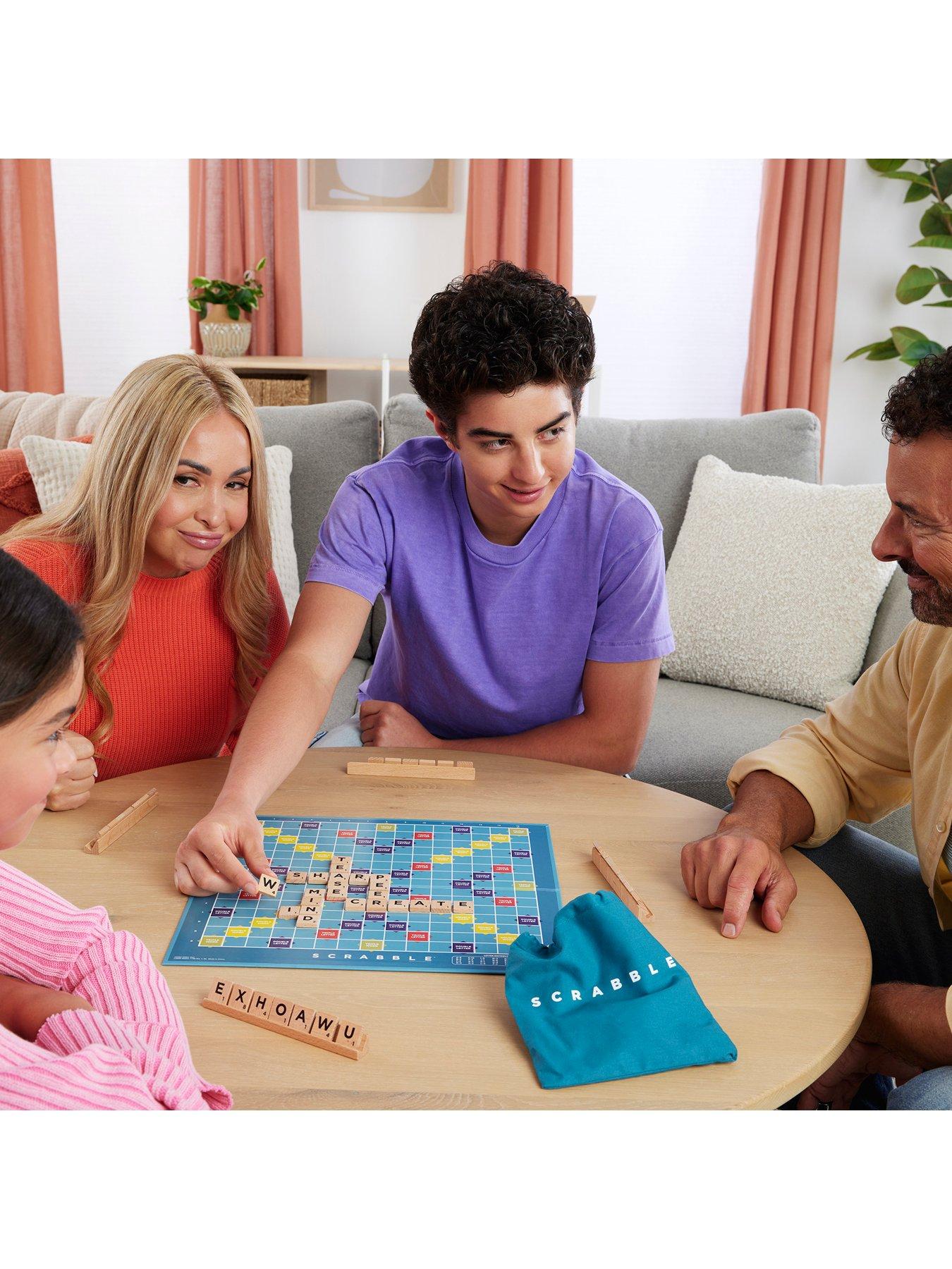 Image 2 of 8 of Scrabble Board Game Family Word Game with Wood Tiles and Racks and Two Ways to Play for 2-4 Players
