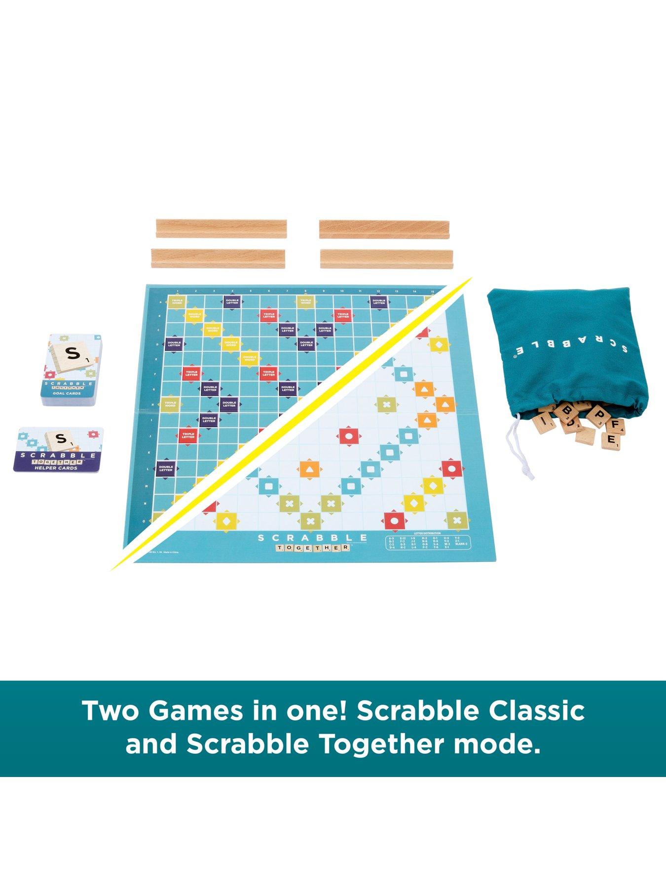 Image 3 of 8 of Scrabble Board Game Family Word Game with Wood Tiles and Racks and Two Ways to Play for 2-4 Players