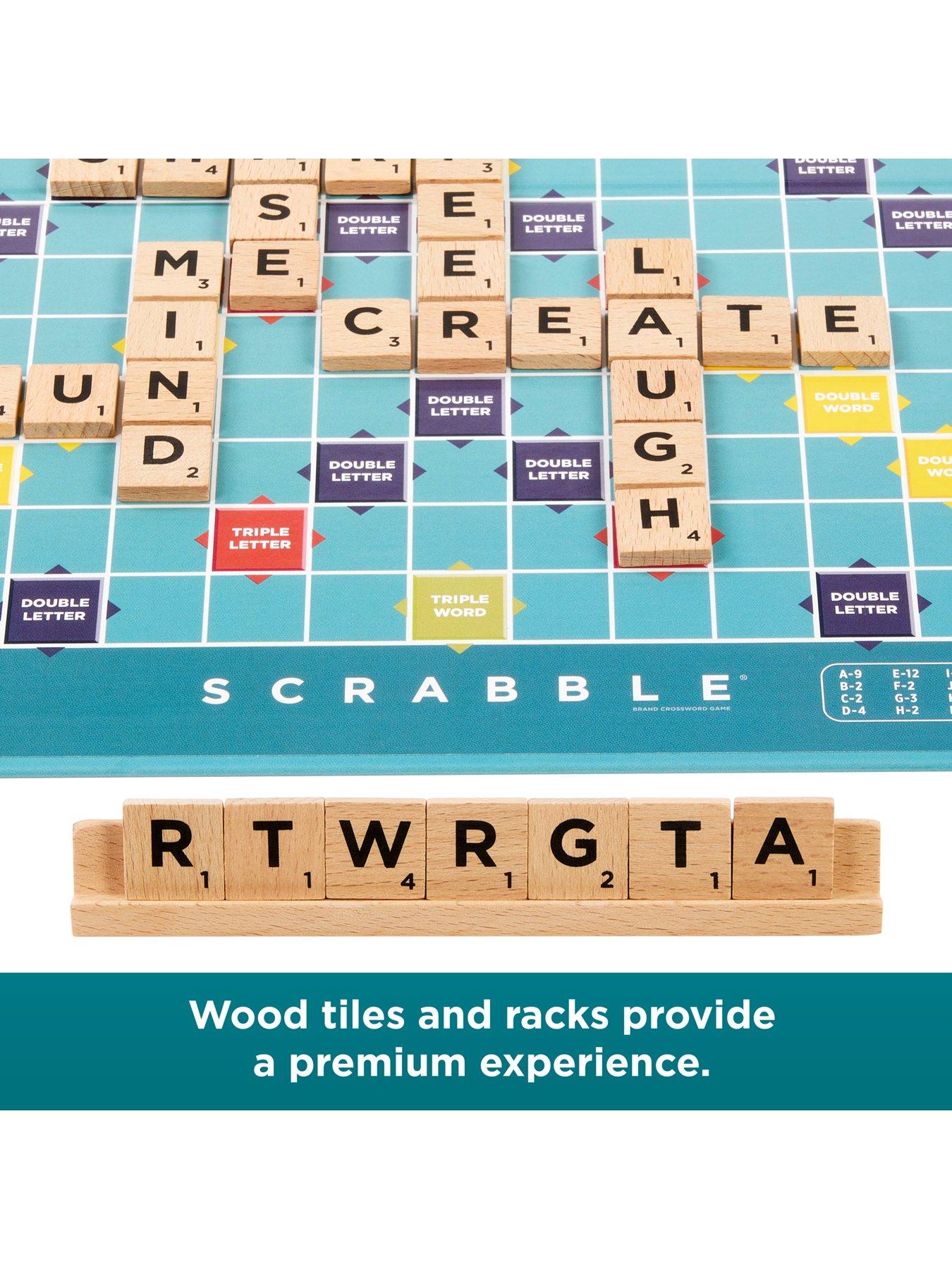 Image 4 of 8 of Scrabble Board Game Family Word Game with Wood Tiles and Racks and Two Ways to Play for 2-4 Players