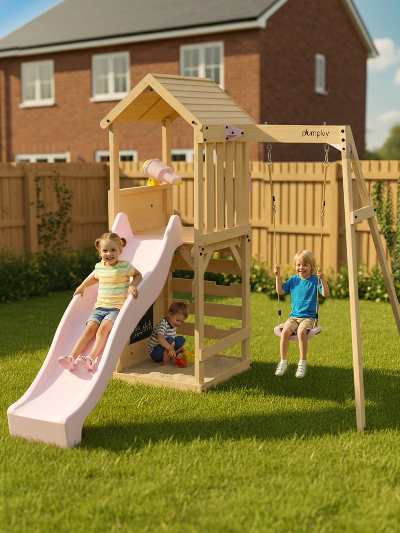 Plum Wooden Lookout Tower With Single Swing