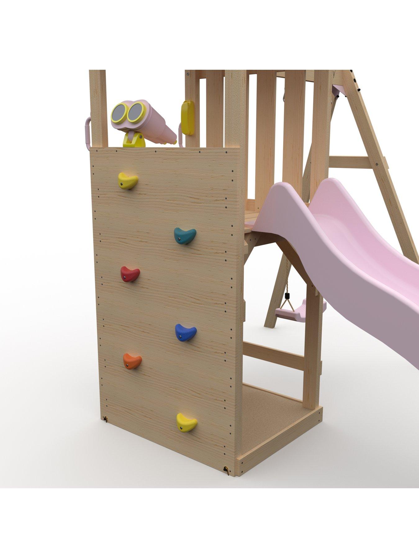 Image 5 of 7 of Plum Wooden Lookout Tower with Single Swing - Pastel Pink
