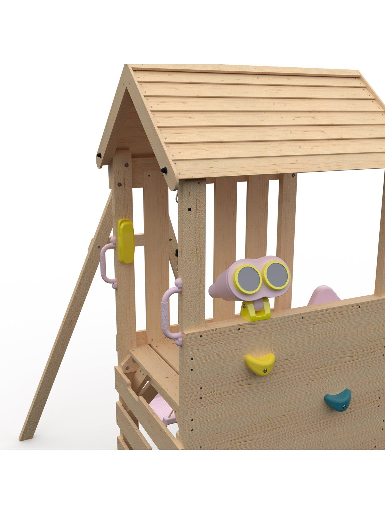 Image 6 of 7 of Plum Wooden Lookout Tower with Single Swing - Pastel Pink