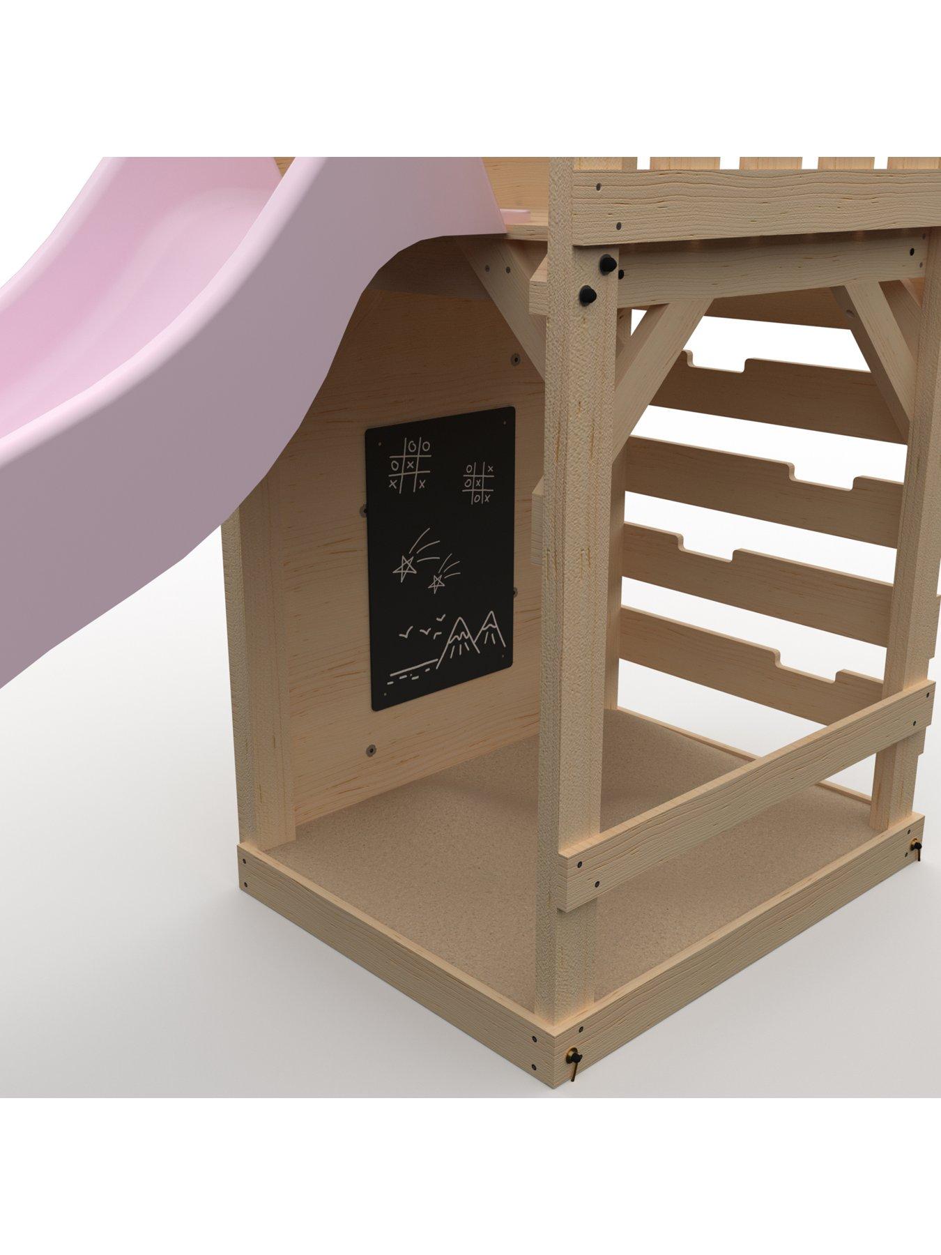 Image 7 of 7 of Plum Wooden Lookout Tower with Single Swing - Pastel Pink
