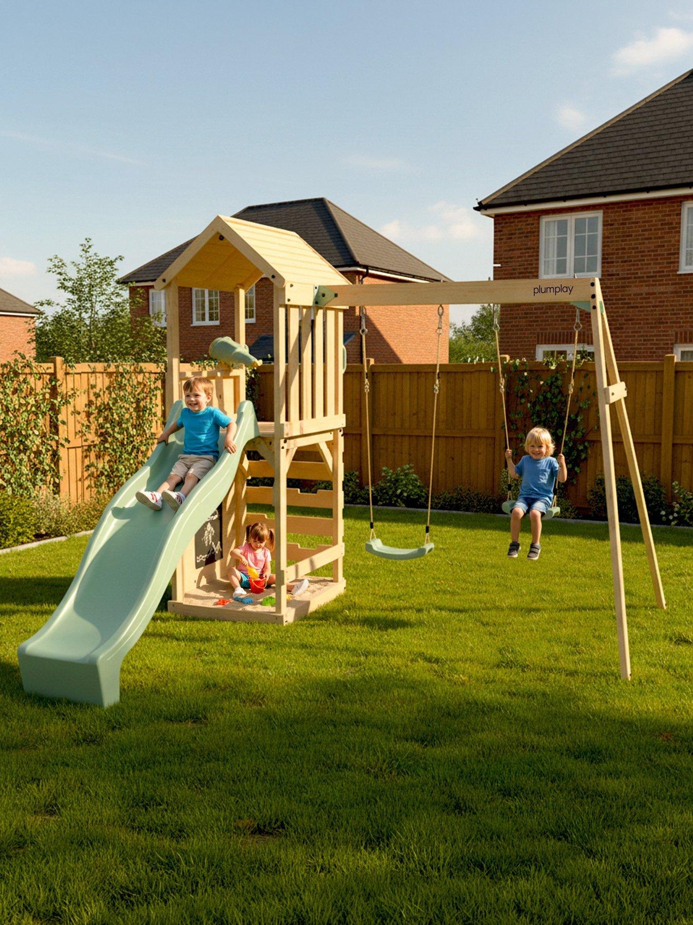 Plum Wooden Lookout Tower With Double Swing