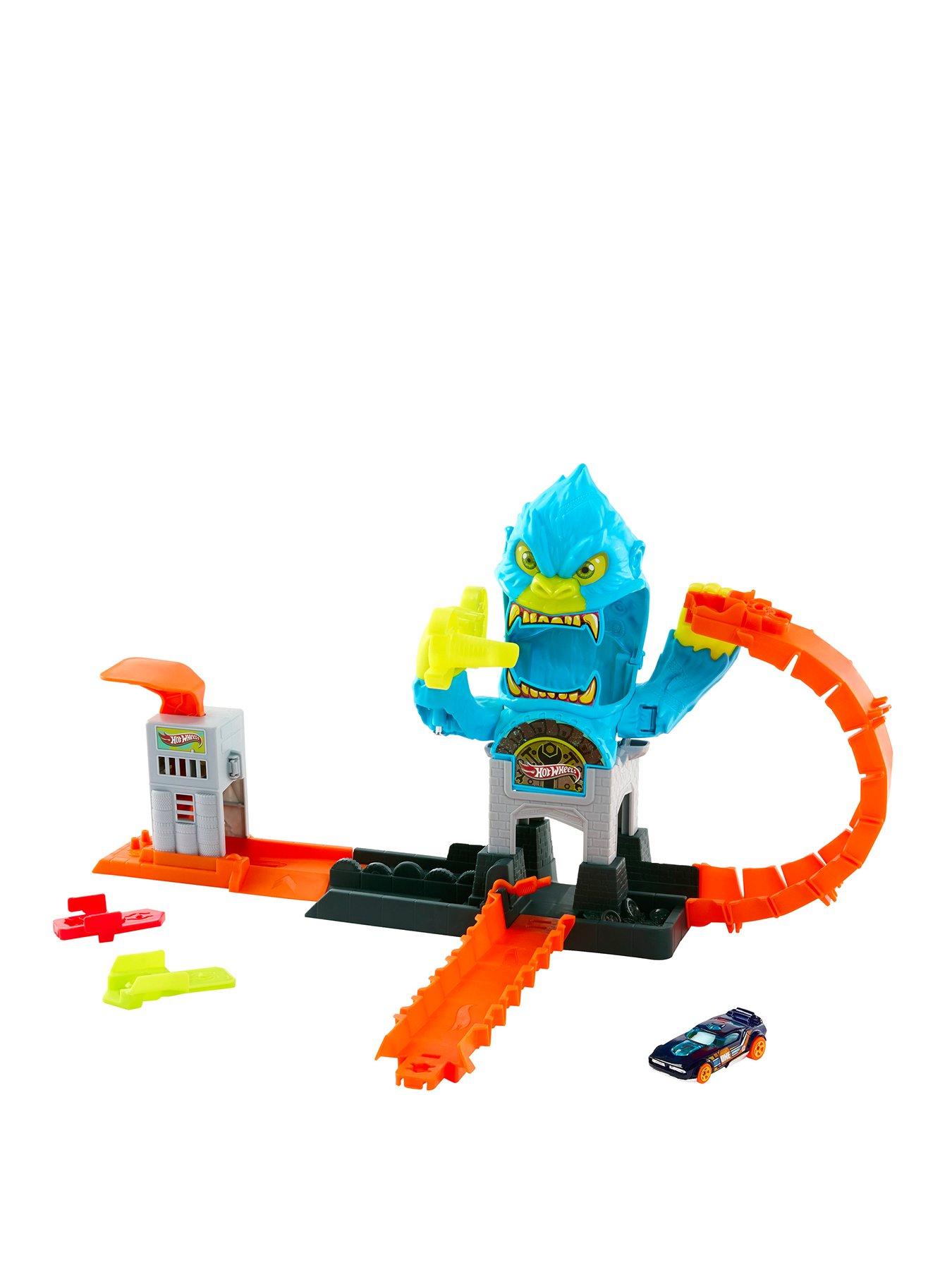 Hot Wheels City Gorilla Slam Attack Playset  &  Toy Car, Multiple Ways to Play, Speed Snap Track