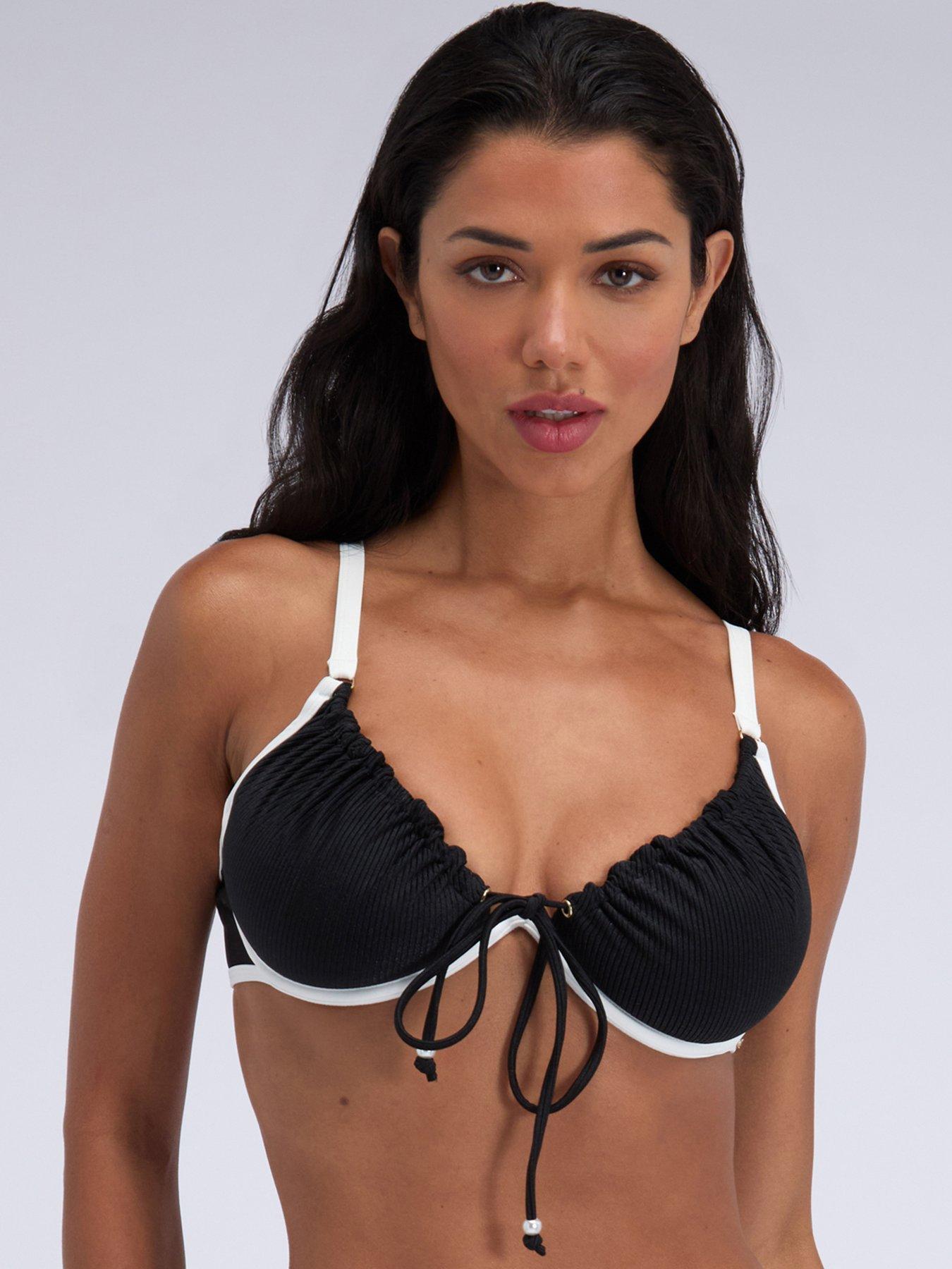 Boux Avenue Ibiza Piped Plunge Bikini Top - Black