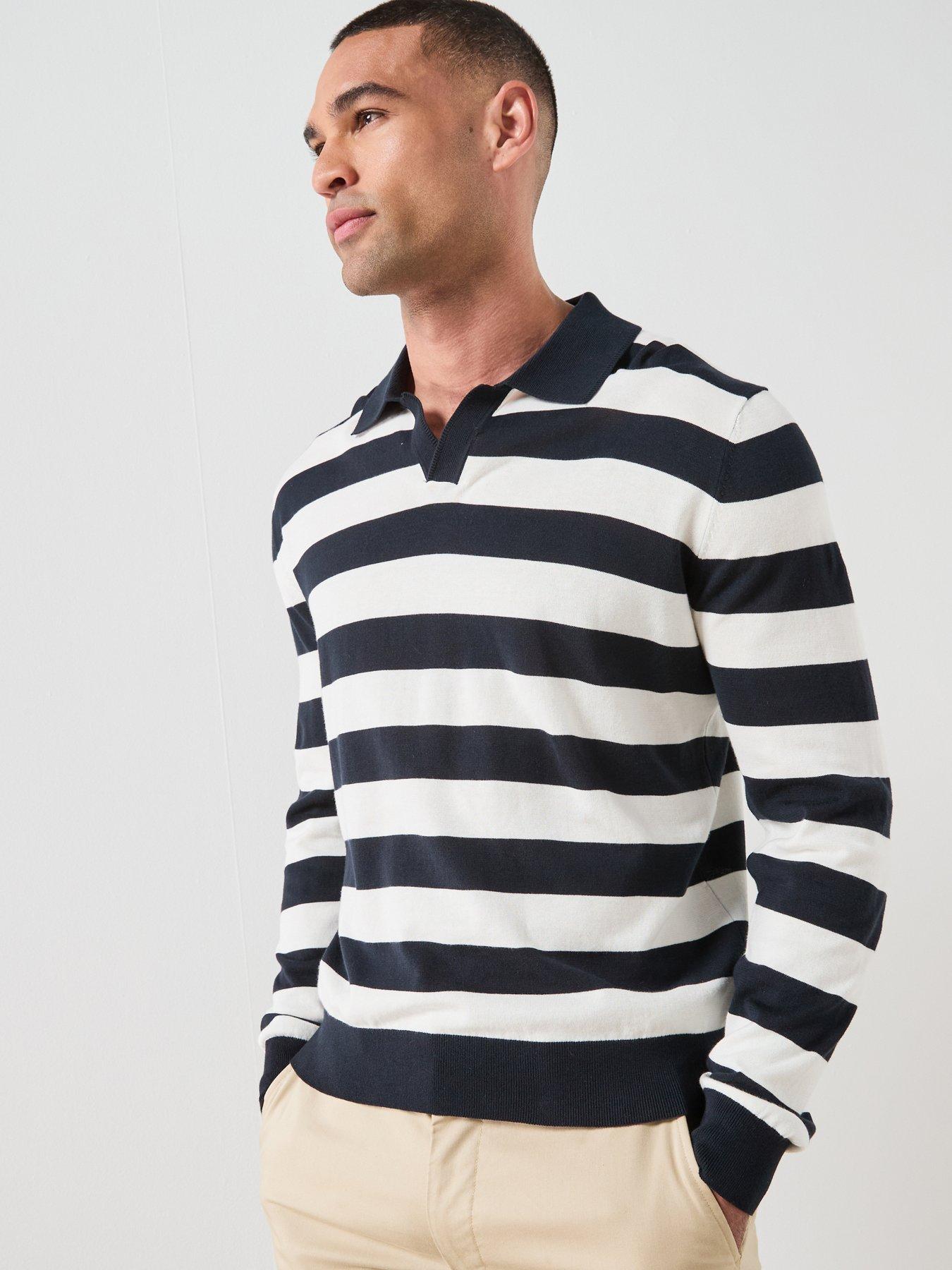 Mango Claude Long Sleeve Polo Shirt, Navy, Size 2Xl, Men