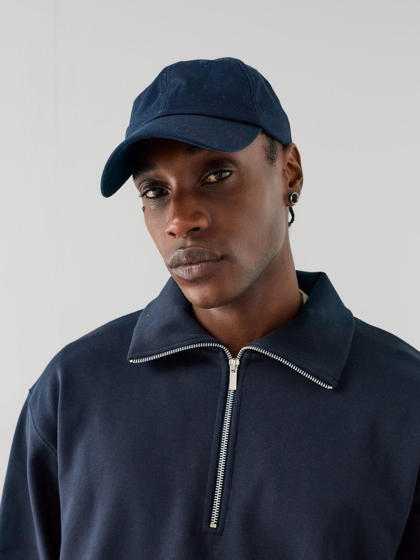 Image 4 of 7 of The Very Collection Premium Quarter Zip Funnel Neck Sweatshirt - Navy
