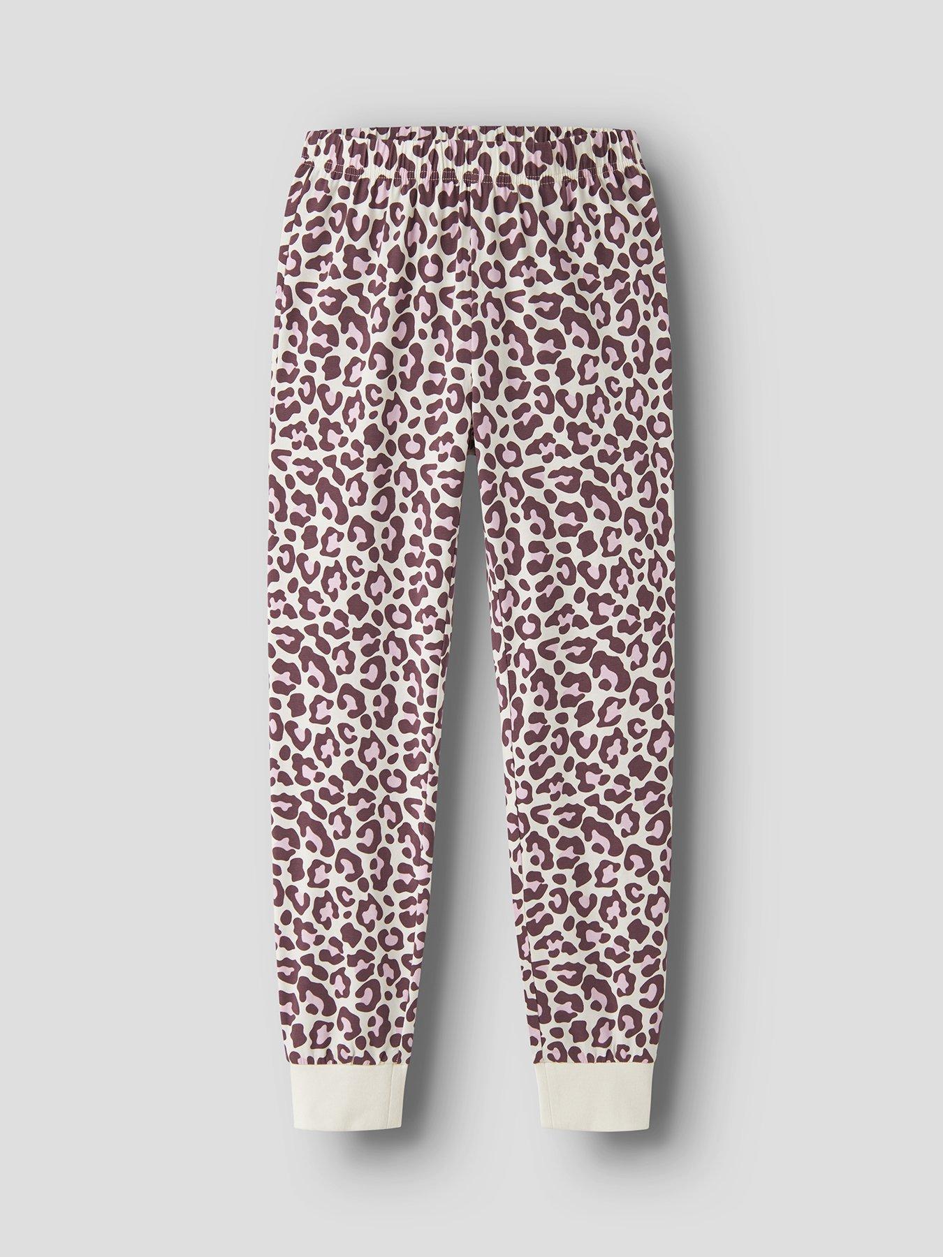Image 3 of 4 of Name It Girls Bow Print Leopard Pyjamas - Brown
