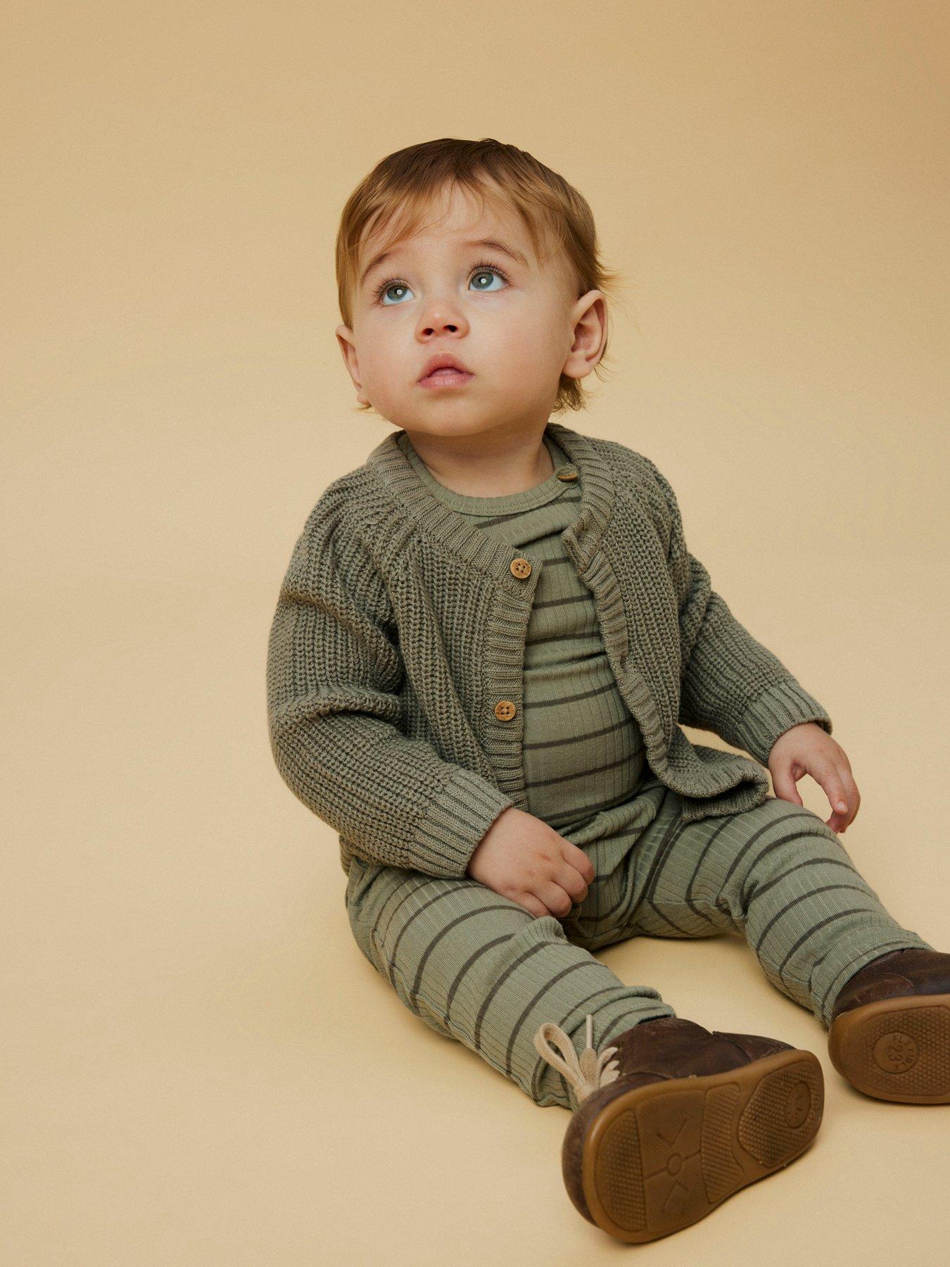 Lil Atelier Unisex Baby Striped Leggings - Green