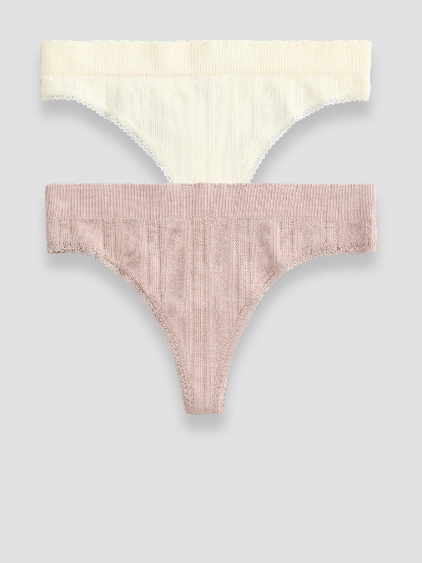 Image 1 of 7 of The Very Collection 2 Pack Pointelle Seamless Thongs - Multi